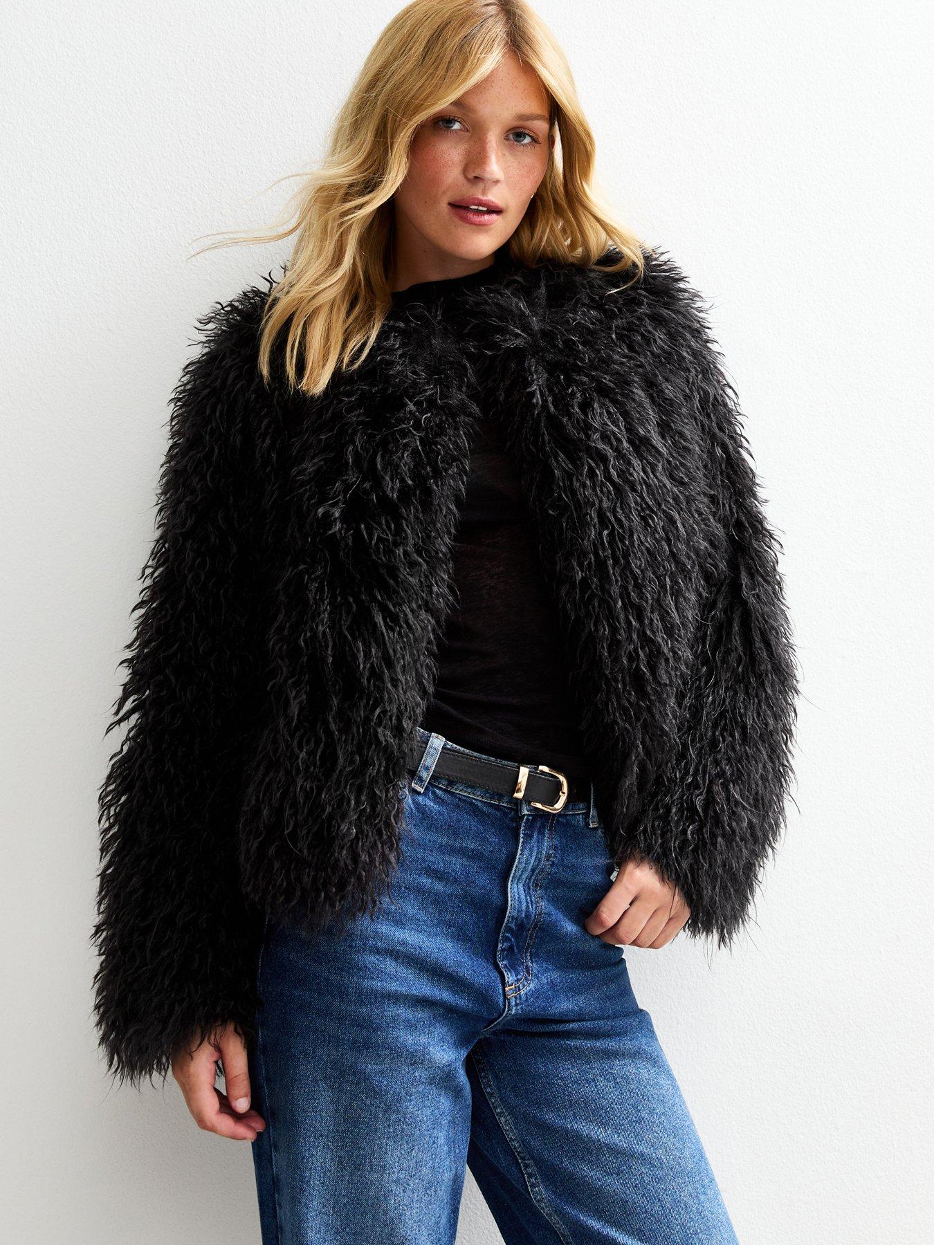 New Look Black Faux Fur Coat