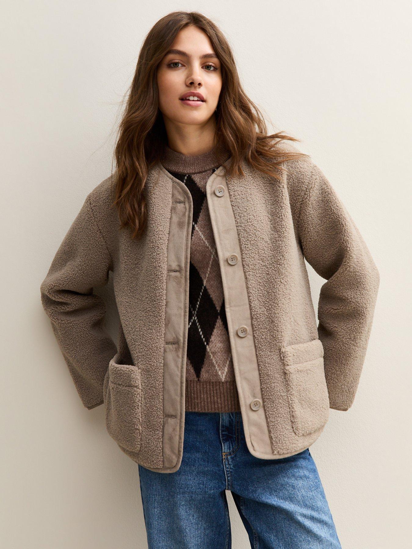 Image 1 of 5 of New Look Borg Button Through Jacket - Mink