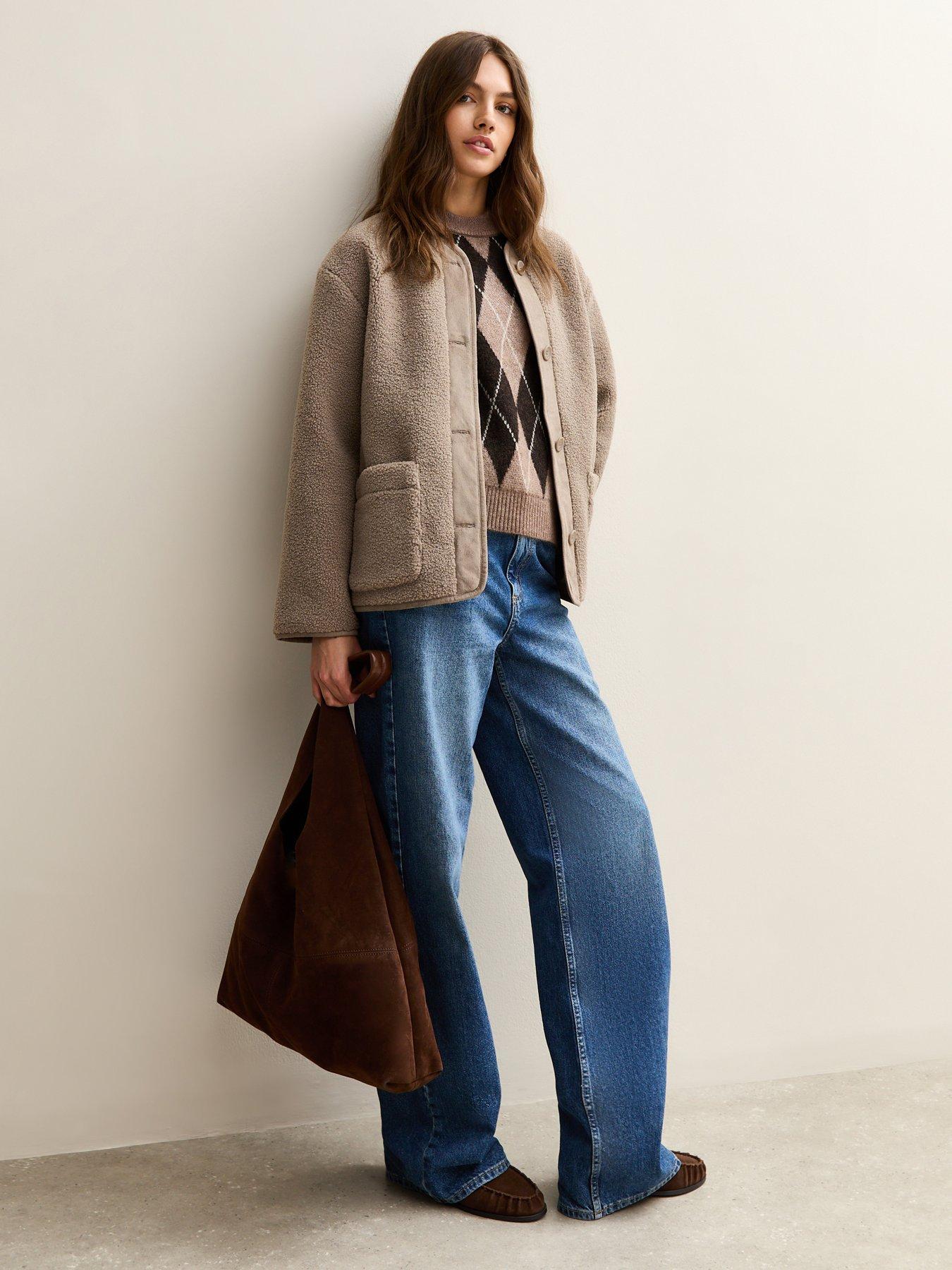 Image 3 of 5 of New Look Borg Button Through Jacket - Mink