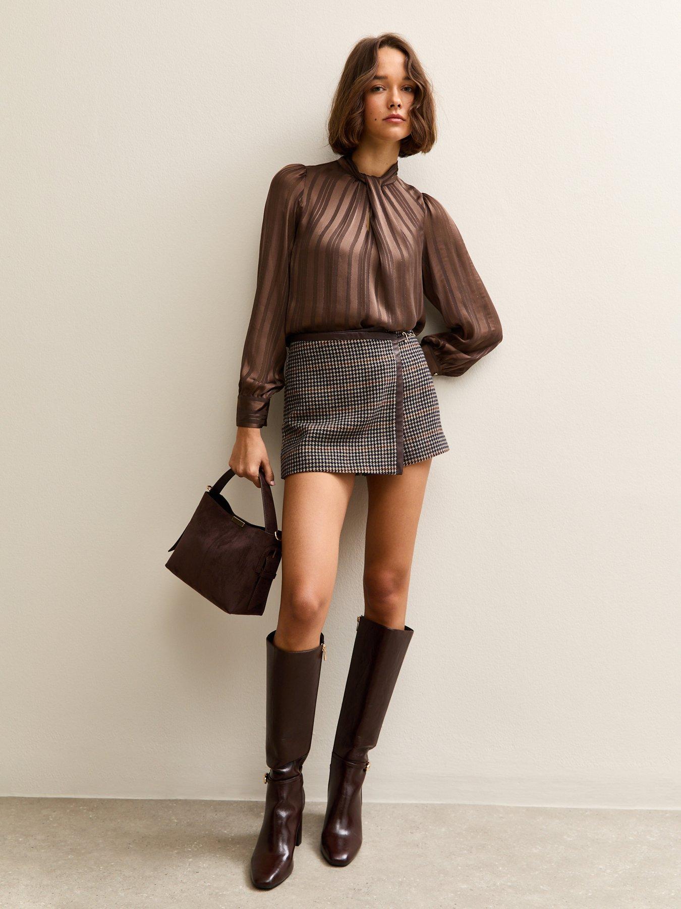 new-look-metallic-stripe-high-neck-blouse-dark-brownback