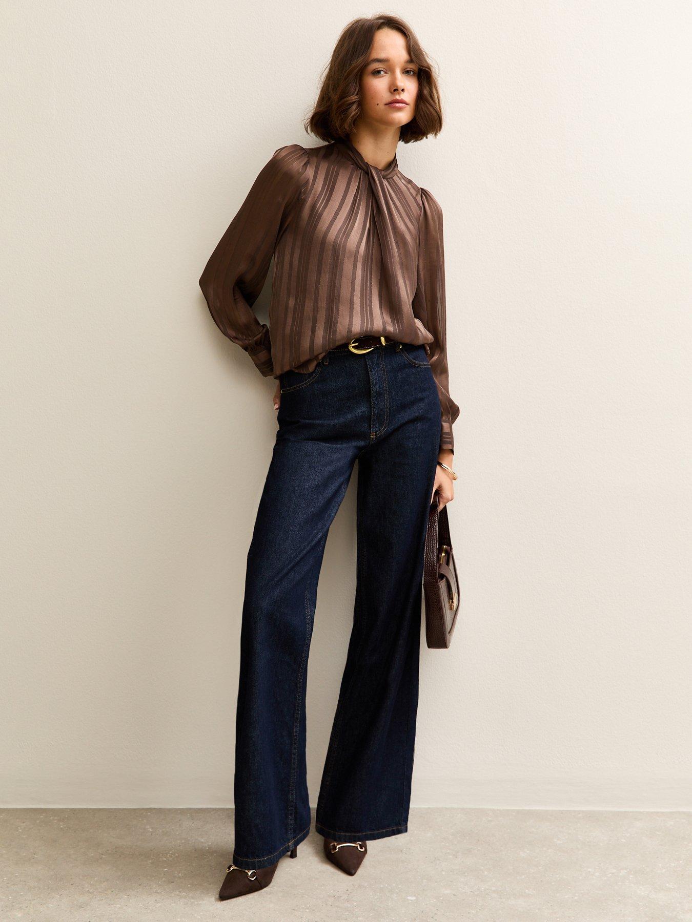 new-look-metallic-stripe-high-neck-blouse-dark-browndetail