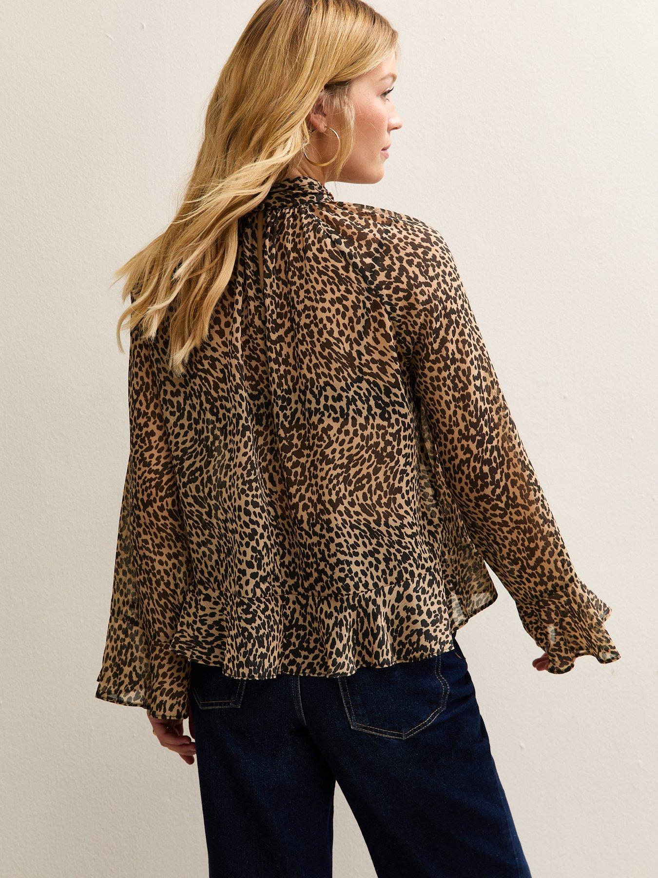 new-look-brown-animal-print-high-neck-keyhole-blousestillFront