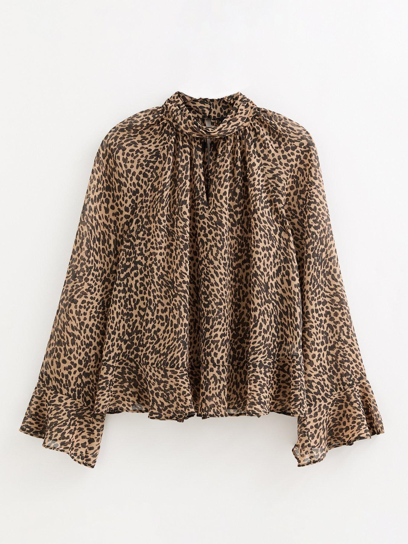 new-look-brown-animal-print-high-neck-keyhole-blousedetail
