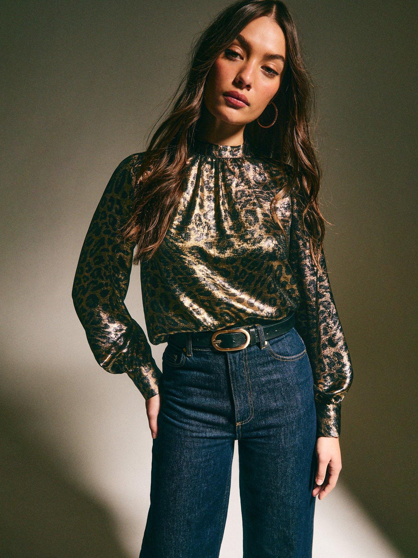 new-look-animal-print-high-neck-blouse-blackbronze-metallic