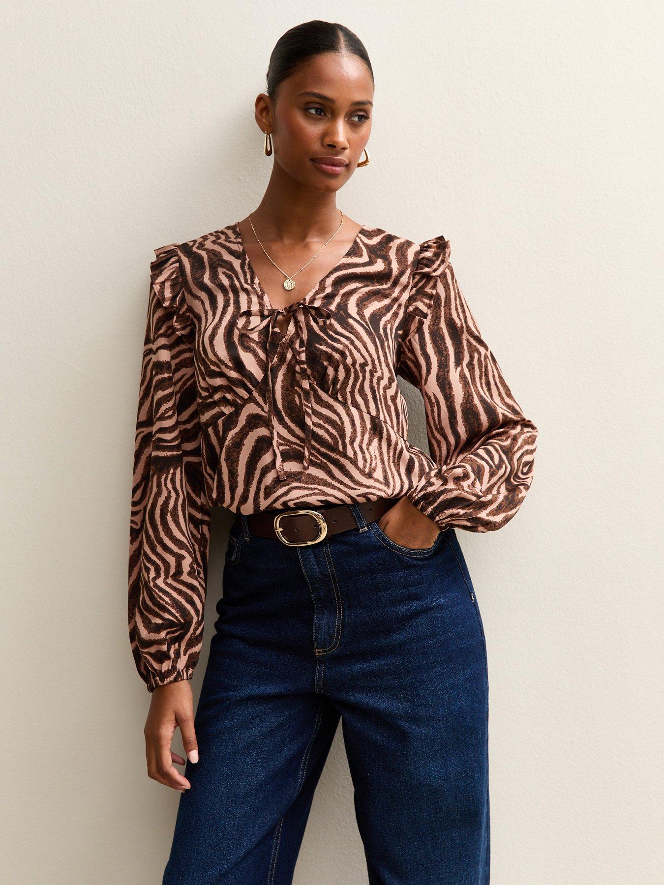 new-look-zoe-zebra-ruffle-tea-blouse-brown
