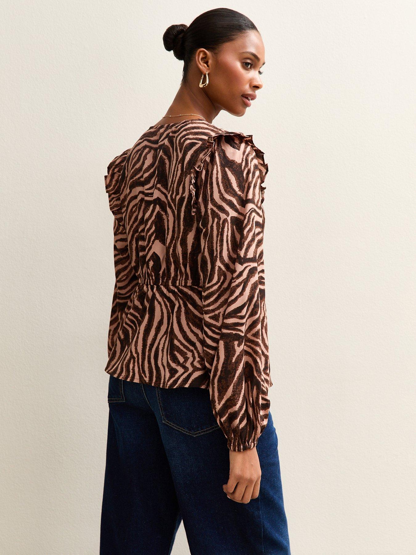 new-look-zoe-zebra-ruffle-tea-blouse-brownstillFront