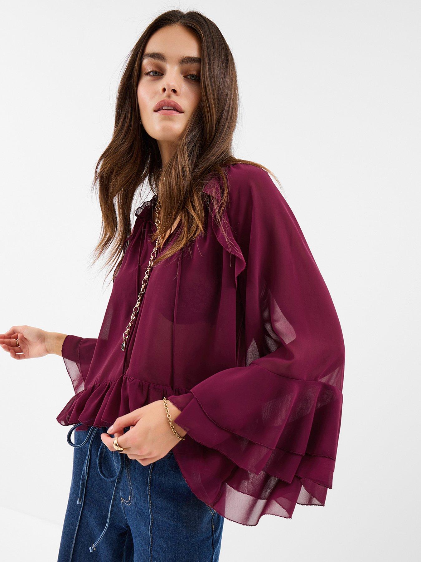 Accessorize Burgundy Ruffle Blouse - Red