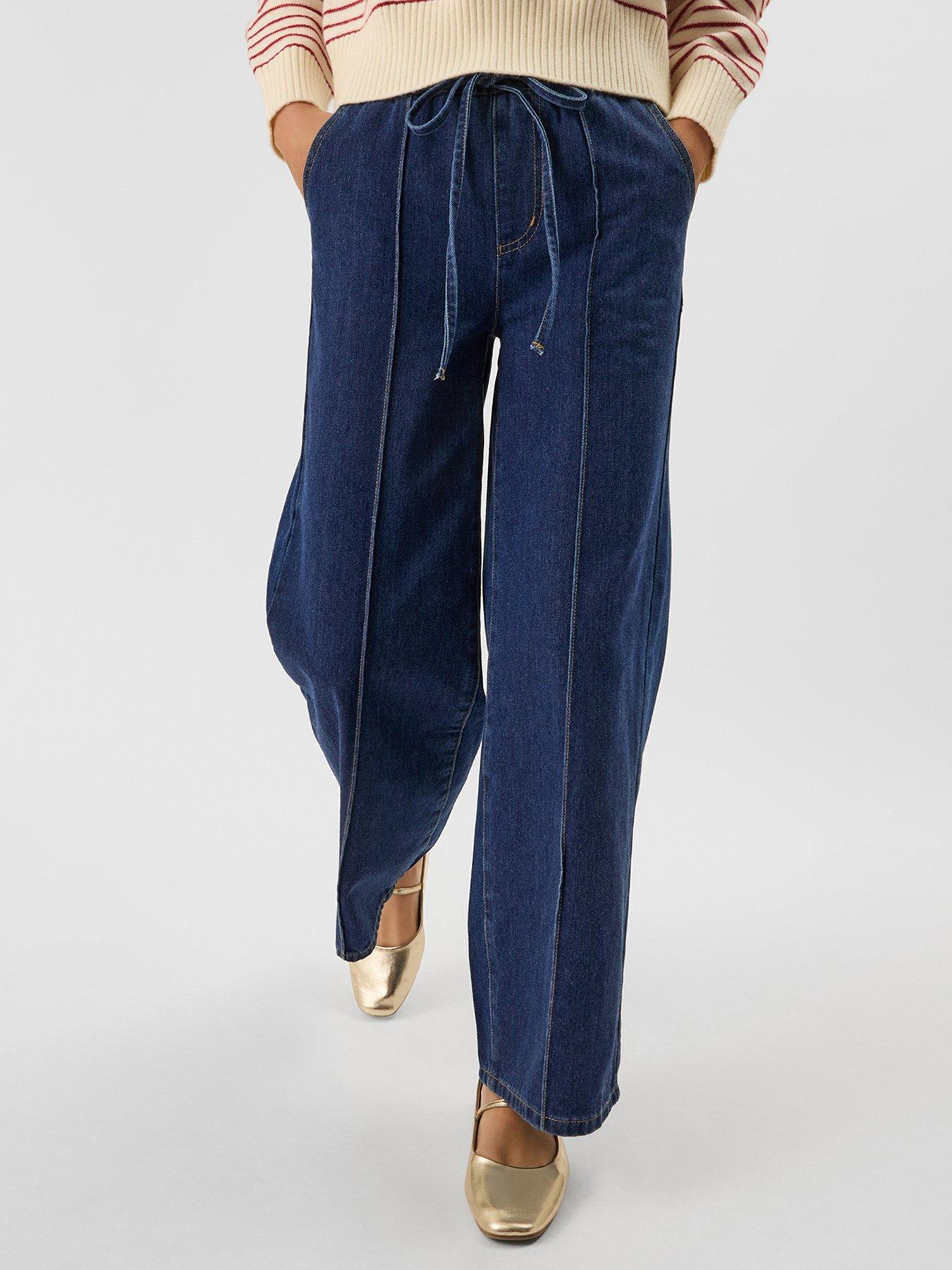 Accessorize Denim Pintuck Trousers - Blue