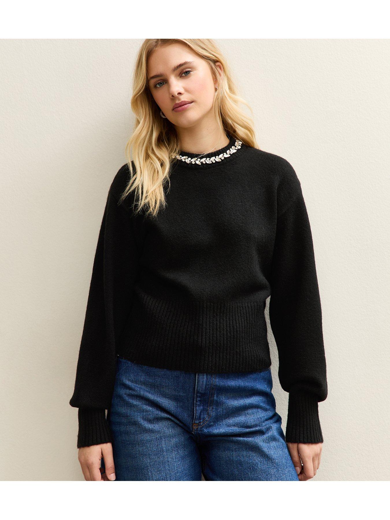 new-look-black-embellished-necklace-jumper