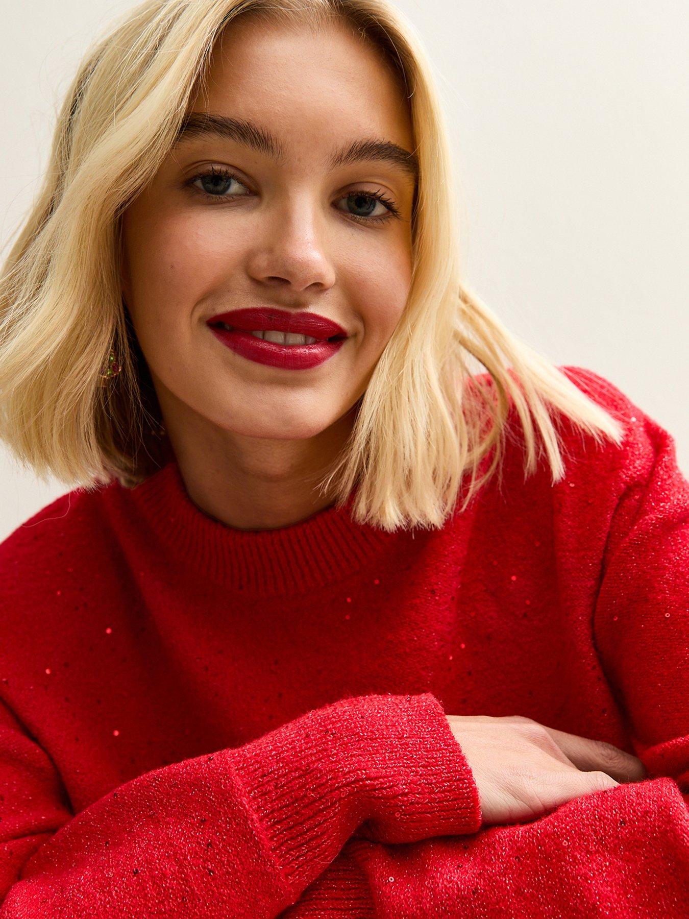 new-look-dark-red-sequin-yarn-crew-neck-jumperoutfit