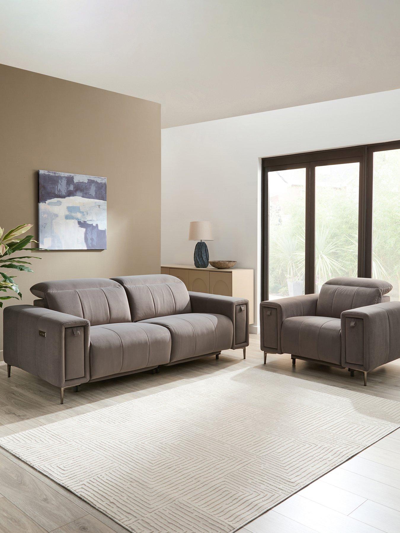 The Very Collection Grove 3 Seater + Armchair Power Fabric Recliner Set (Buy  &  SAVE!)