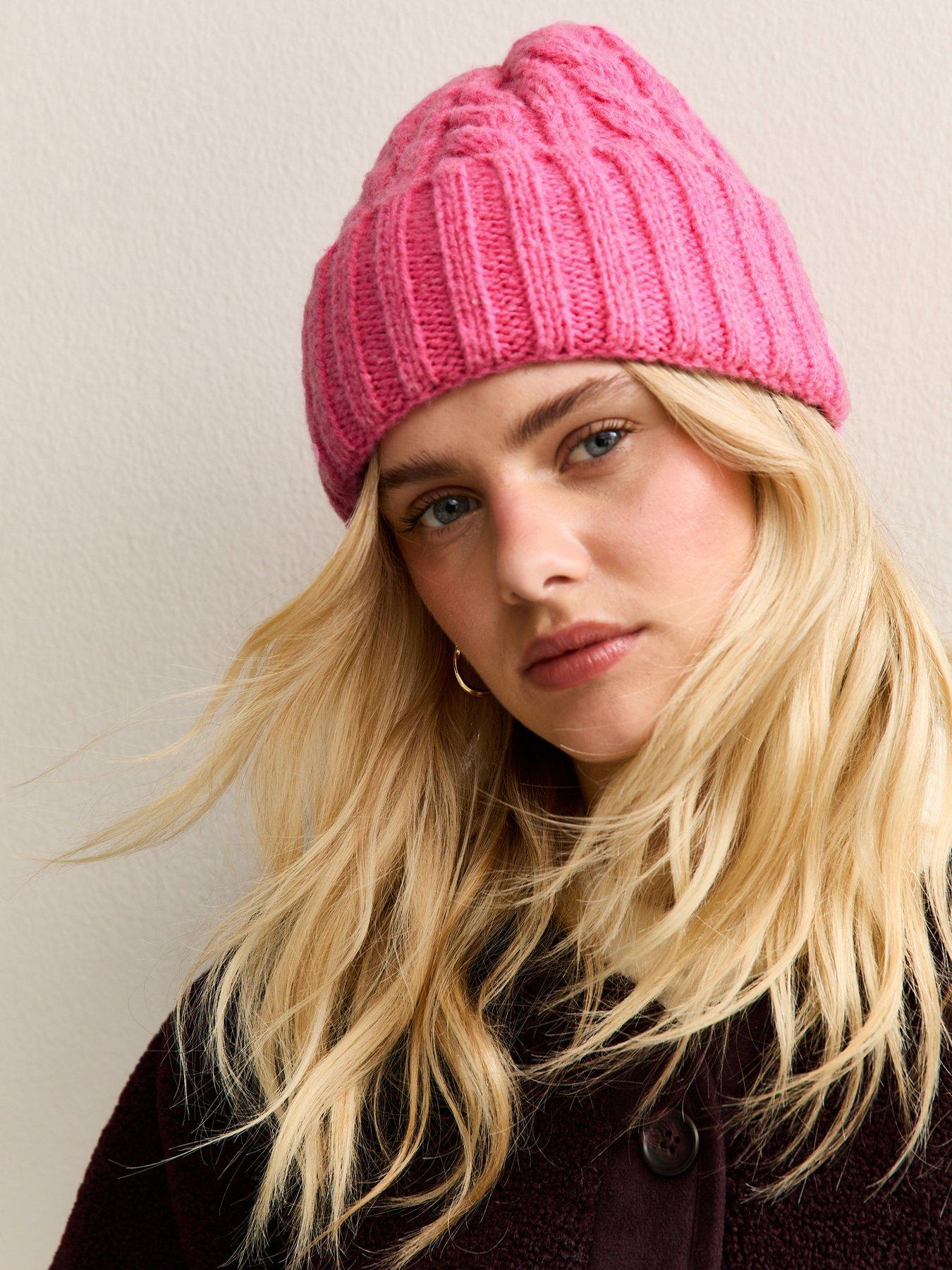 new-look-cable-chunky-beanie-pink