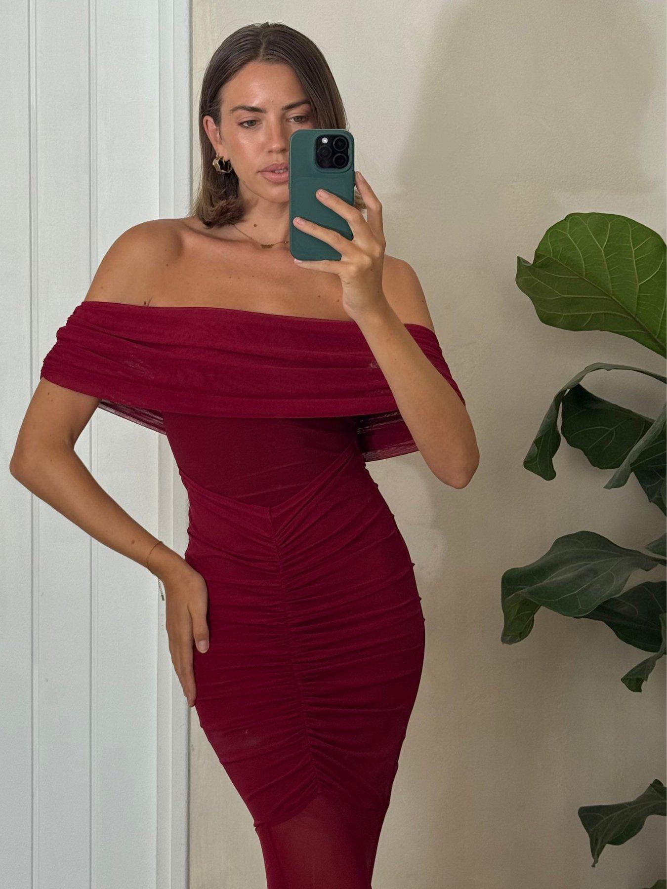 style-cheat-mesh-ruched-dress-redstillFront