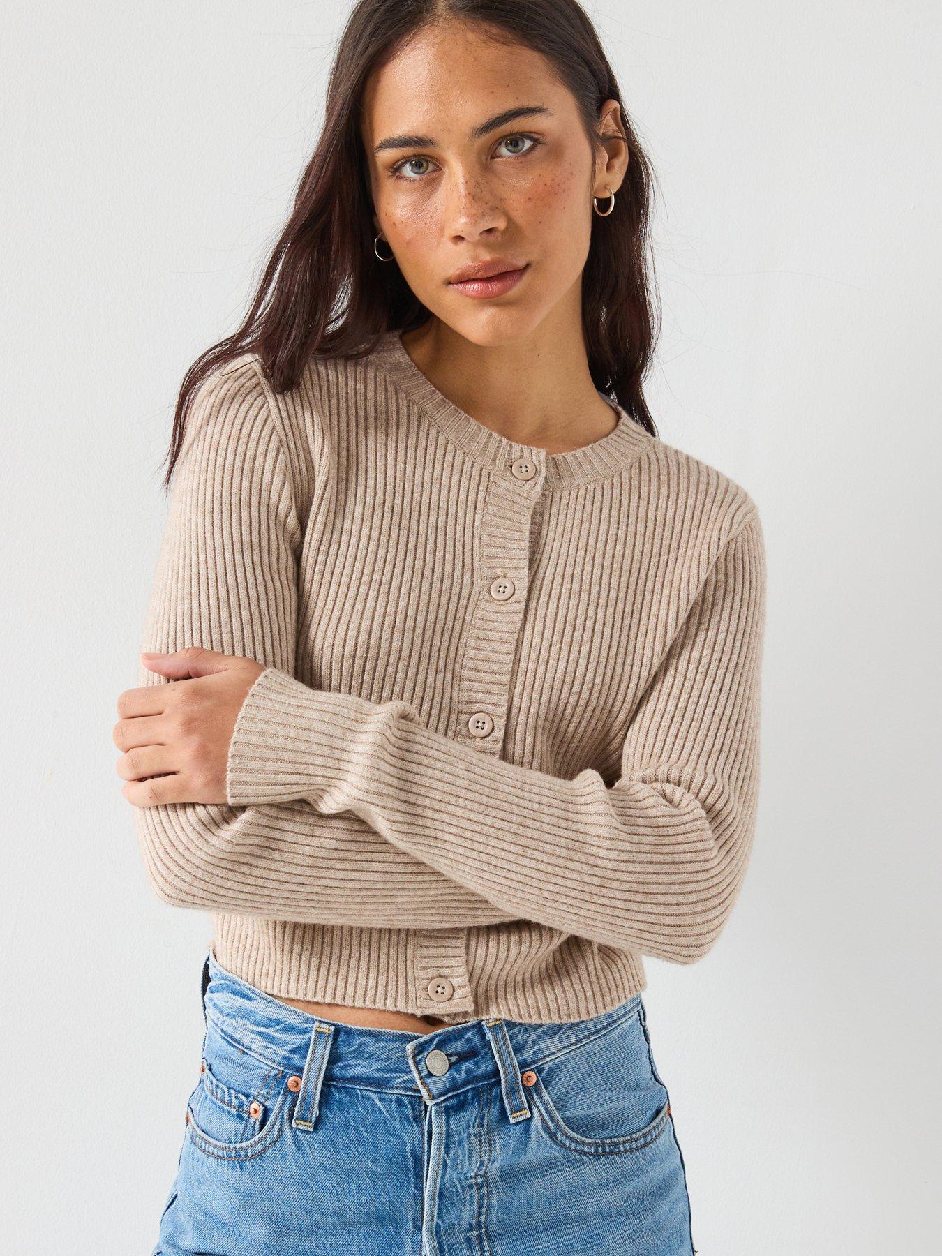 only-long-sleeve-button-cardigan-beigefront