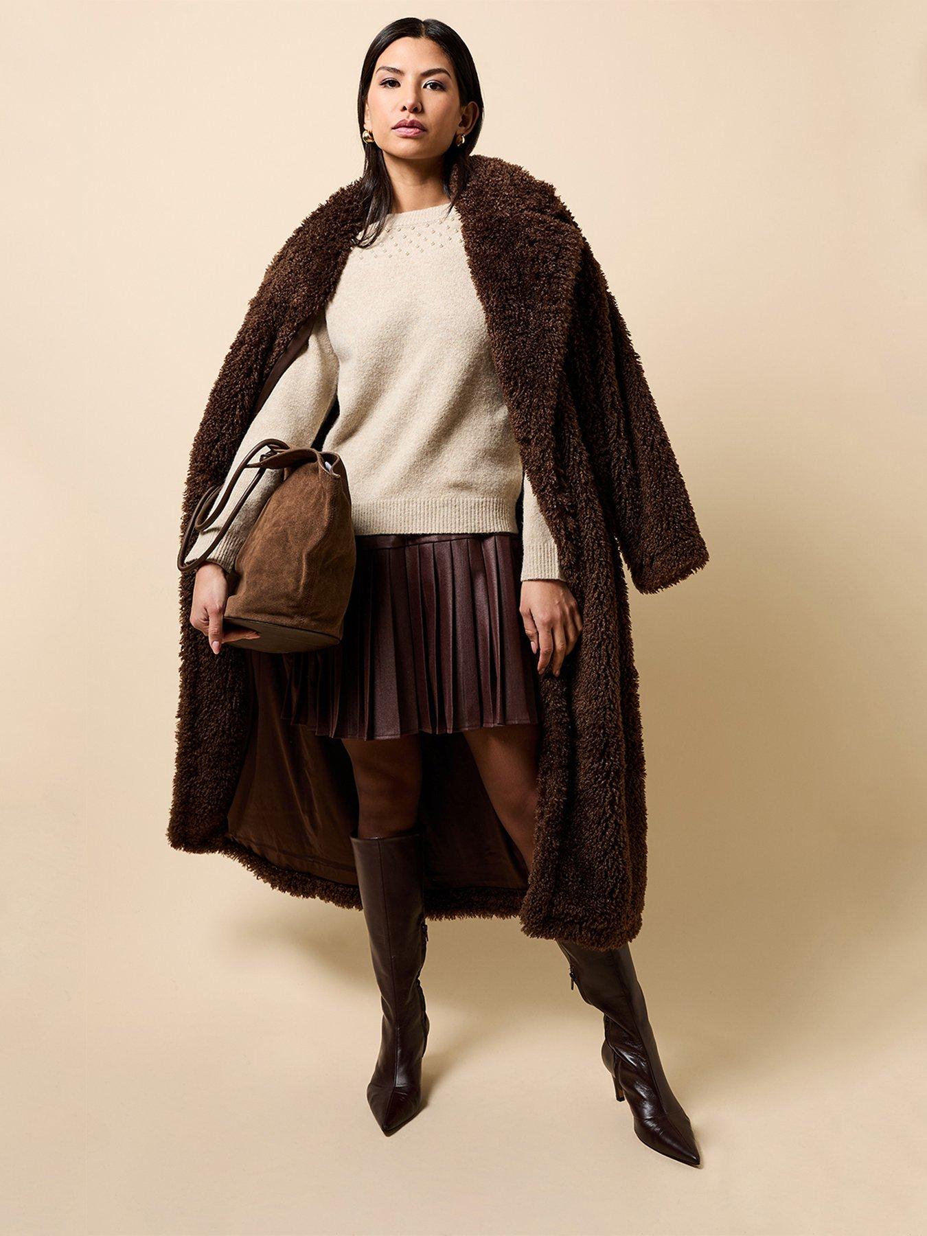 Little Mistress Chocolate Faux Fur Coat - Brown