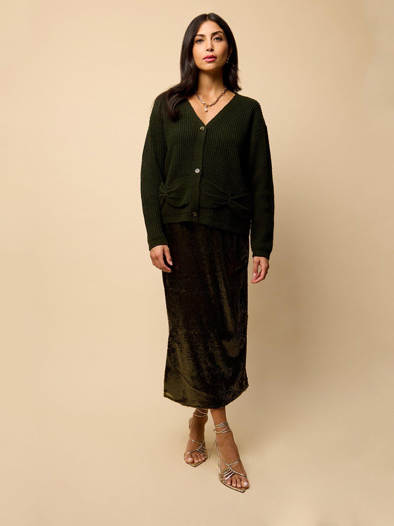 little-mistress-khaki-sequin-midaxi-skirt-greendetail