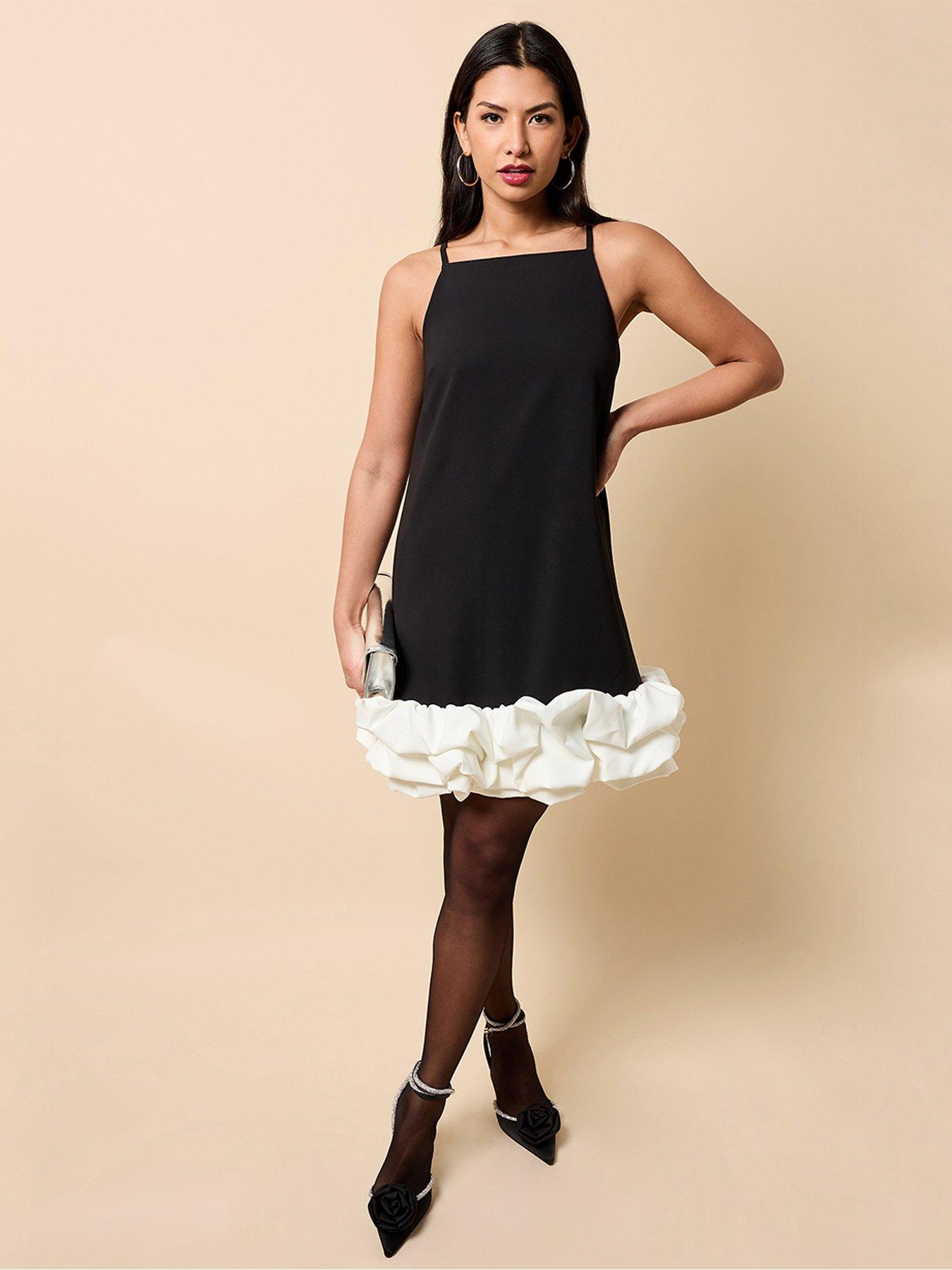 Little Mistress Contrast Hem Mini Dress - Black