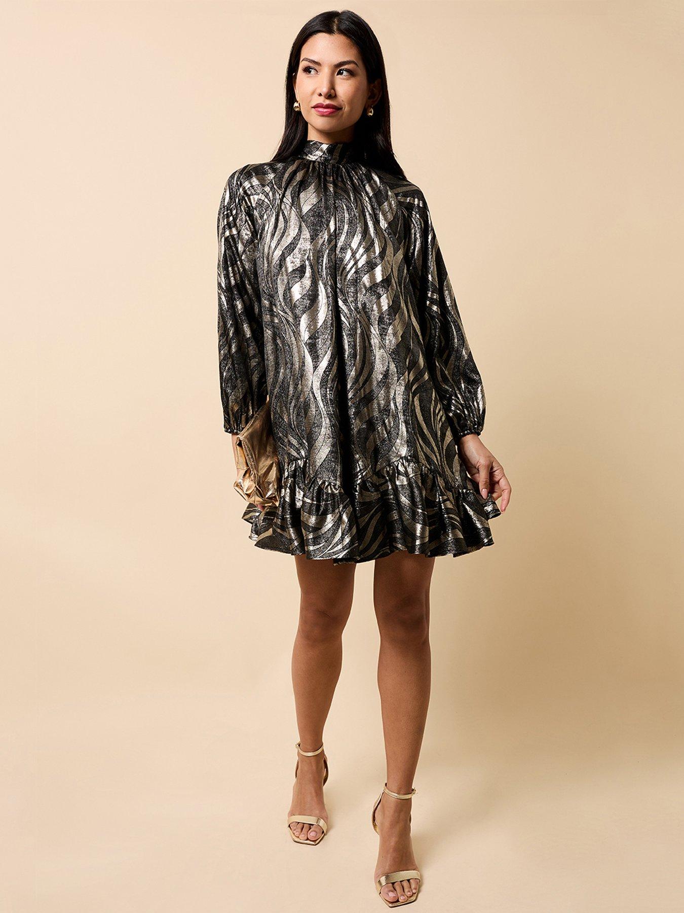 little-mistress-foil-print-mini-dress-goldfront