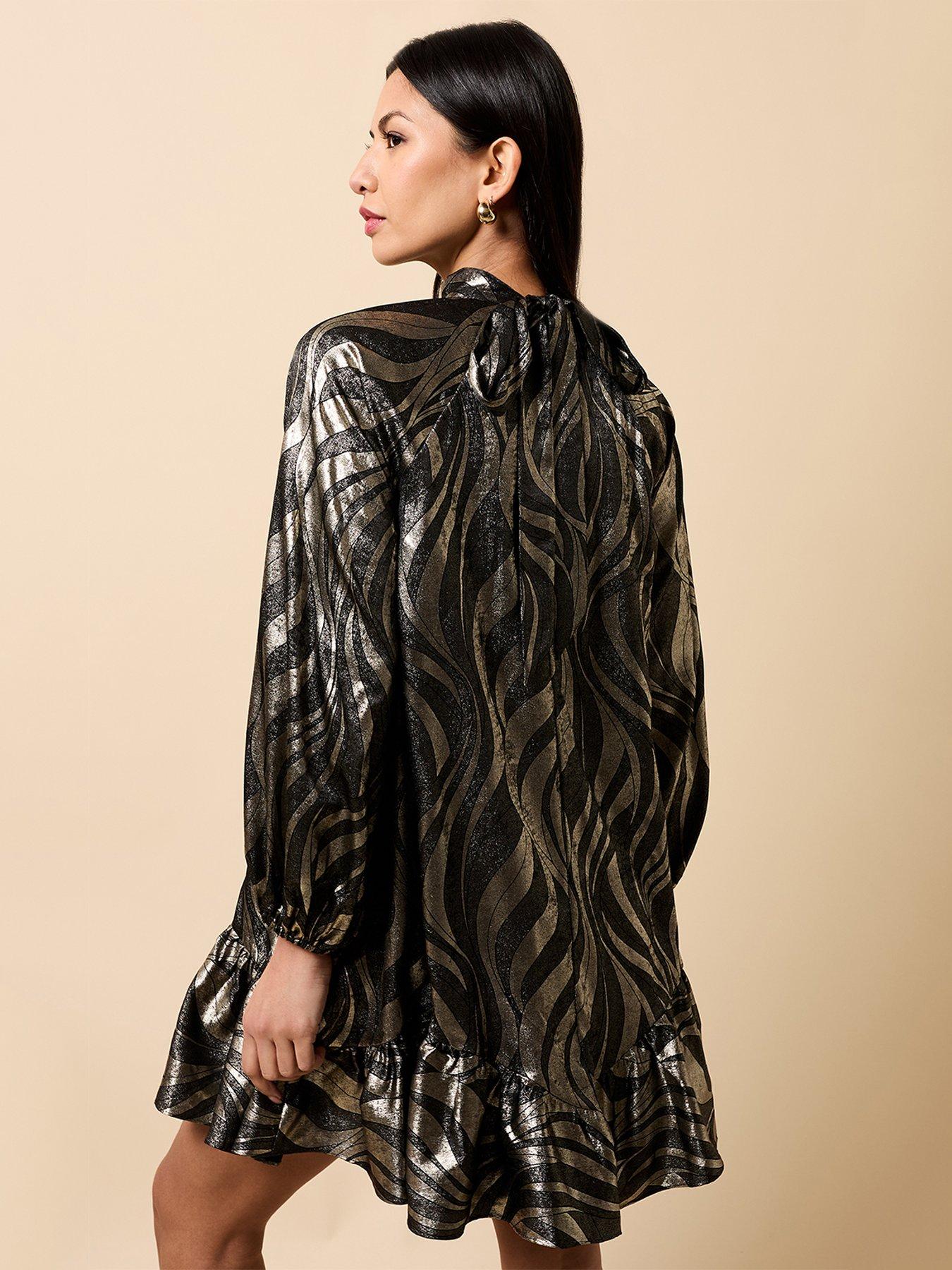 little-mistress-foil-print-mini-dress-goldstillFront