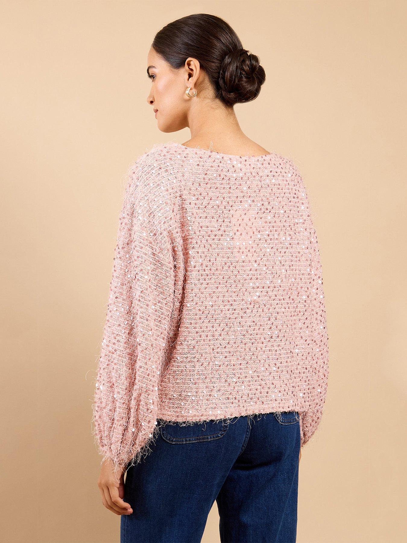 little-mistress-dusty-sequin-eyelash-jumper-pinkstillFront
