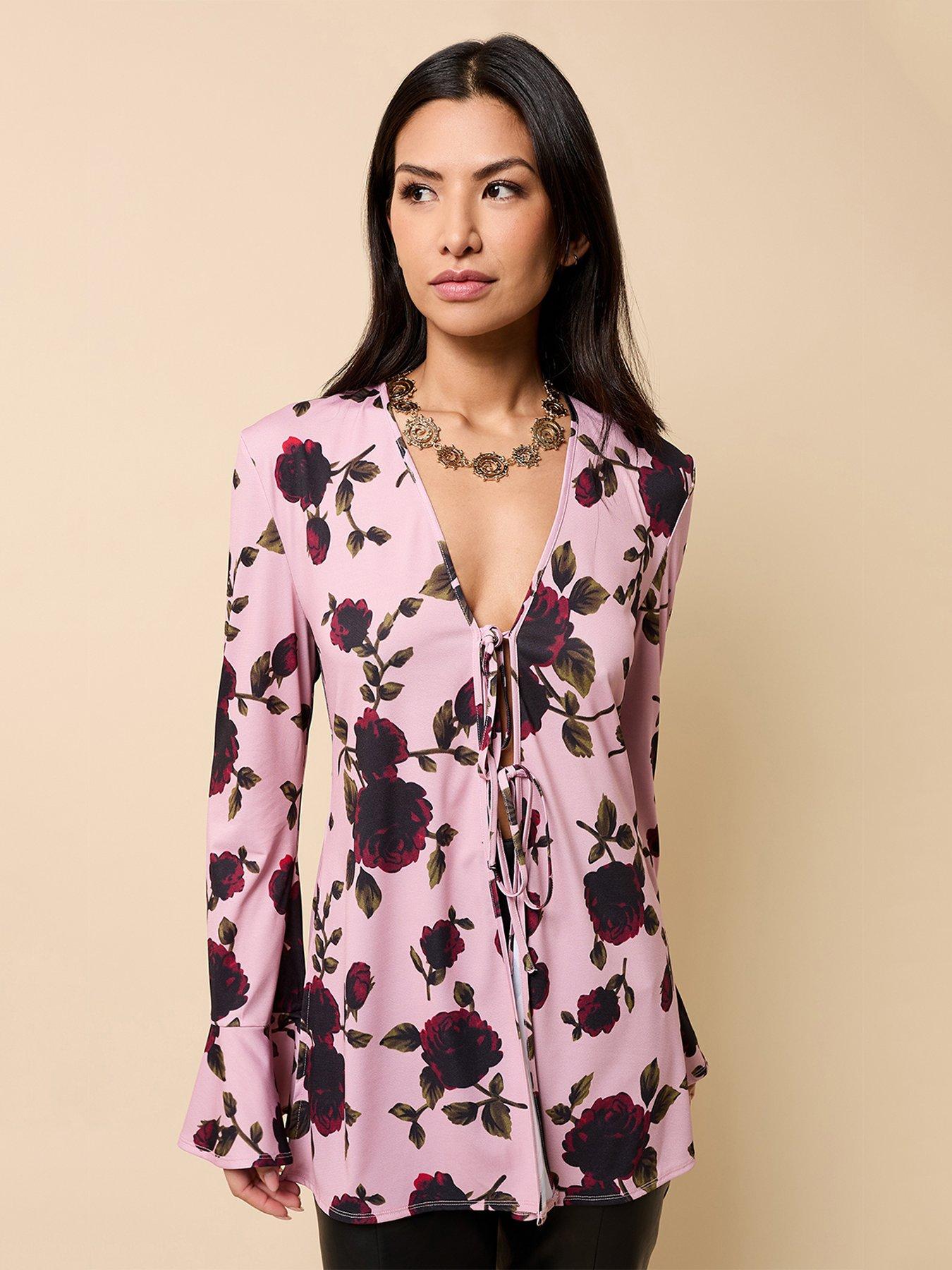 Little Mistress Tie Detail Top - Floral Print