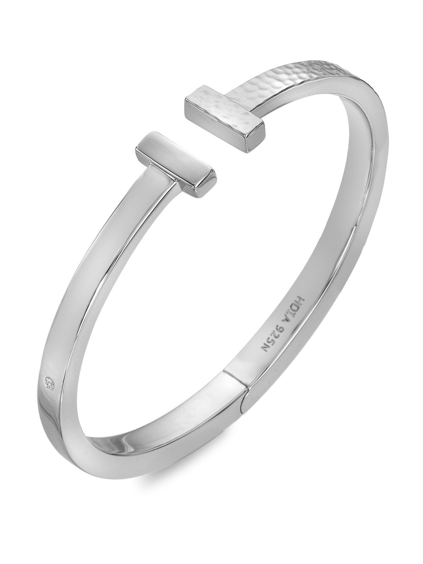 Image 1 of 3 of Hot Diamonds Hammered T-Bar Bangle