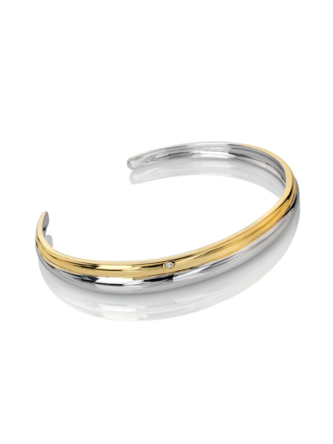 hot-diamonds-droplet-two-tone-banglestillFront