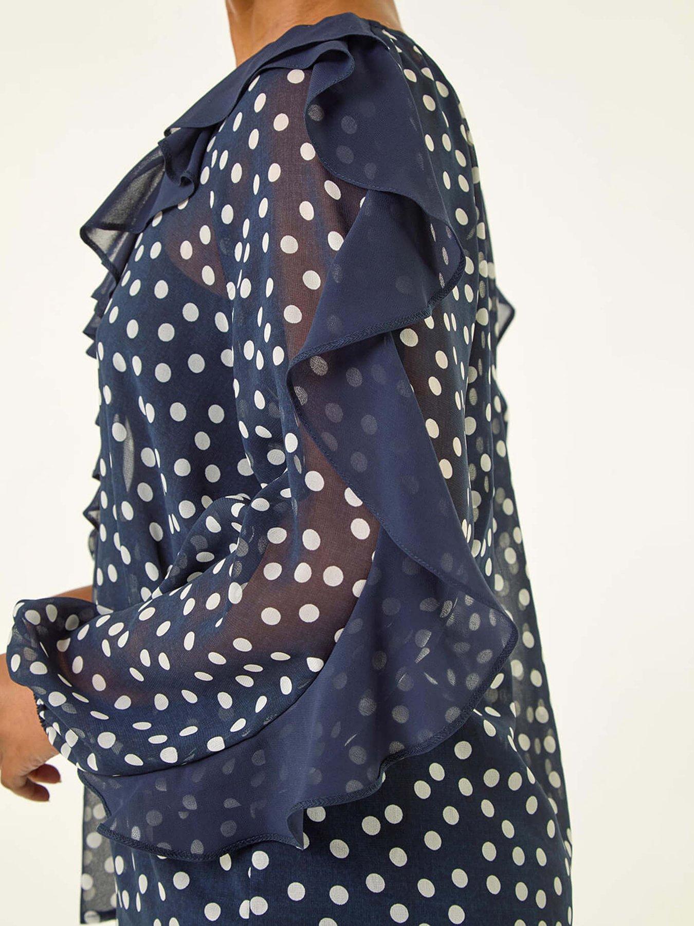 roman-petite-spot-print-frill-top-navydetail