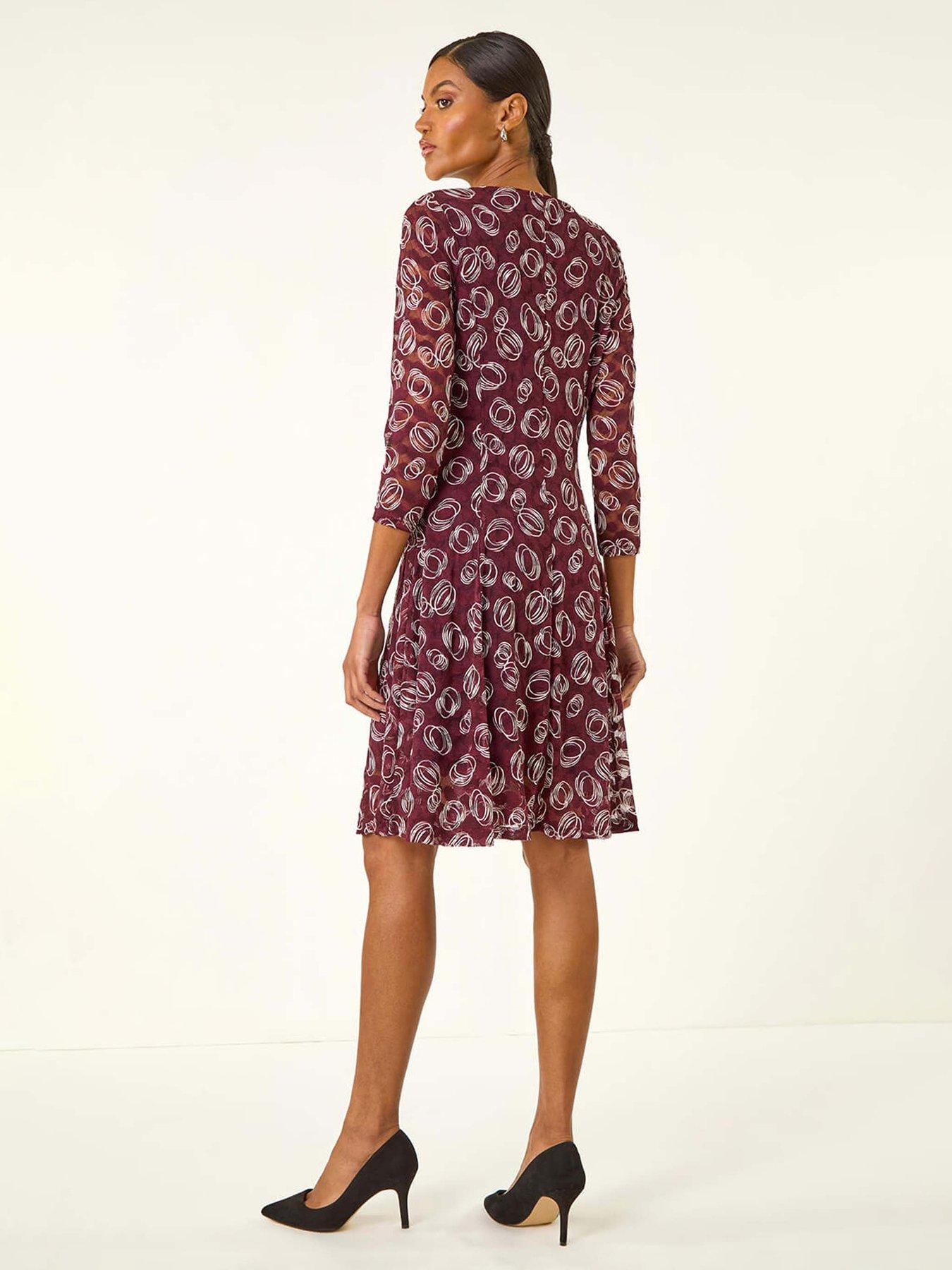 roman-geo-print-lace-stretch-dress-redstillFront