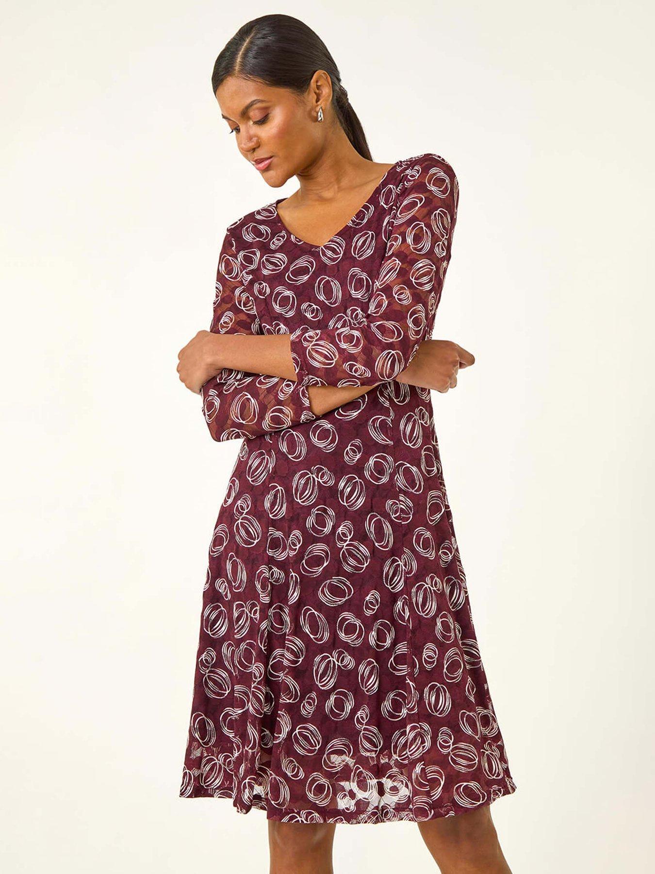 roman-geo-print-lace-stretch-dress-redback