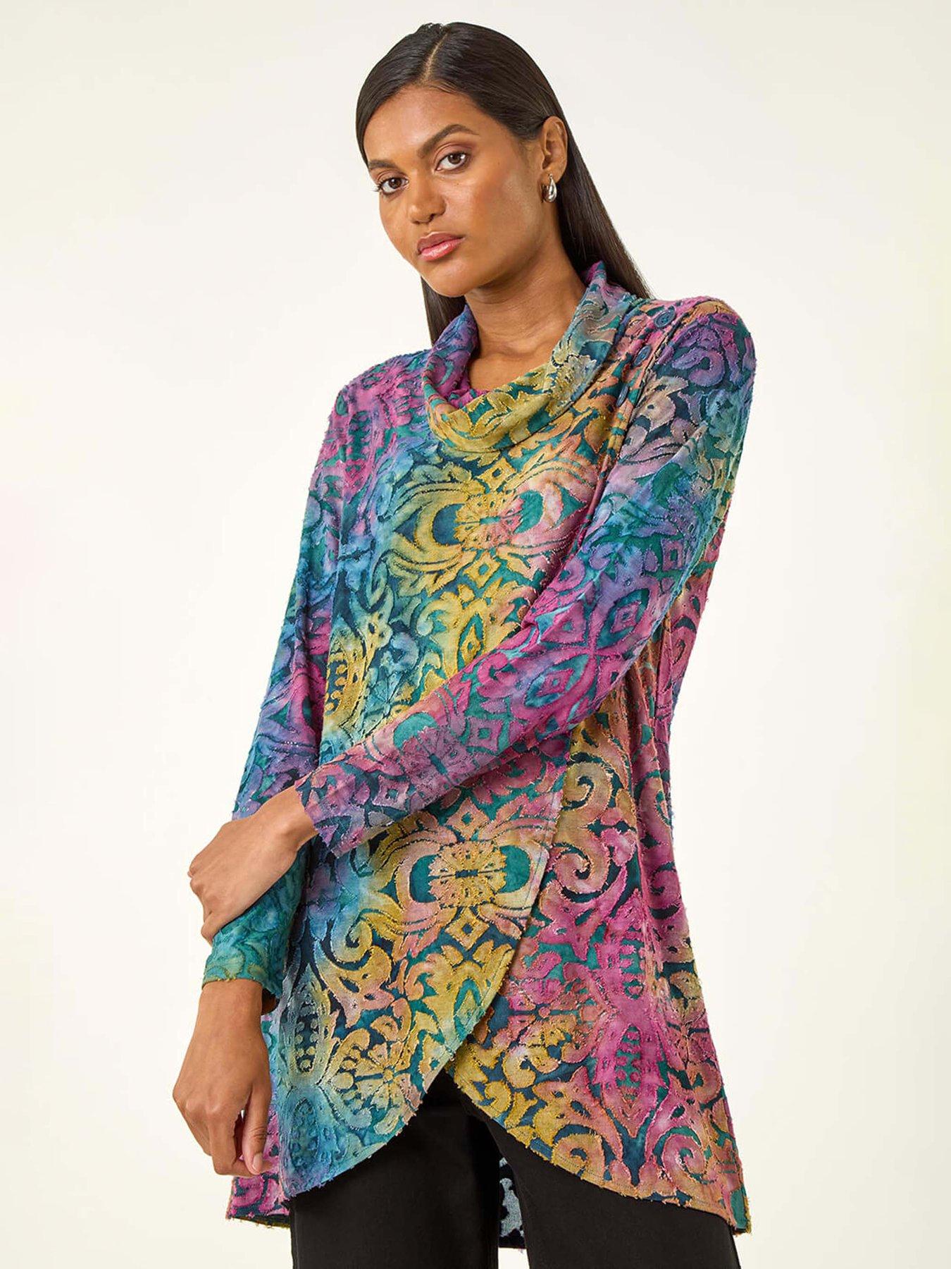 roman-textured-burnout-print-top-blue