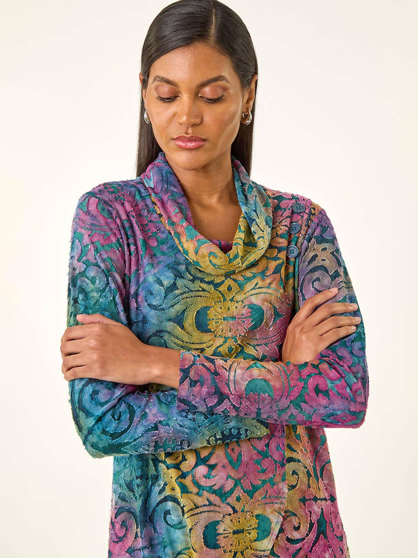 roman-textured-burnout-print-top-blueoutfit