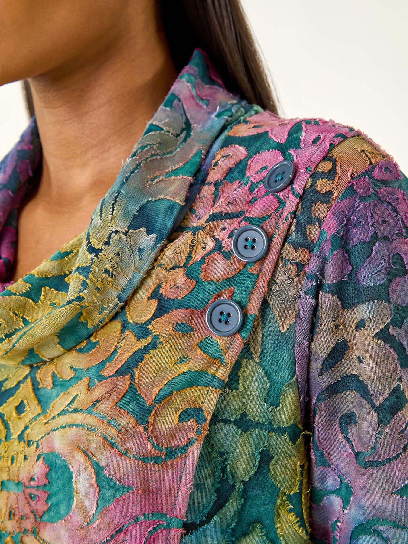 roman-textured-burnout-print-top-bluedetail