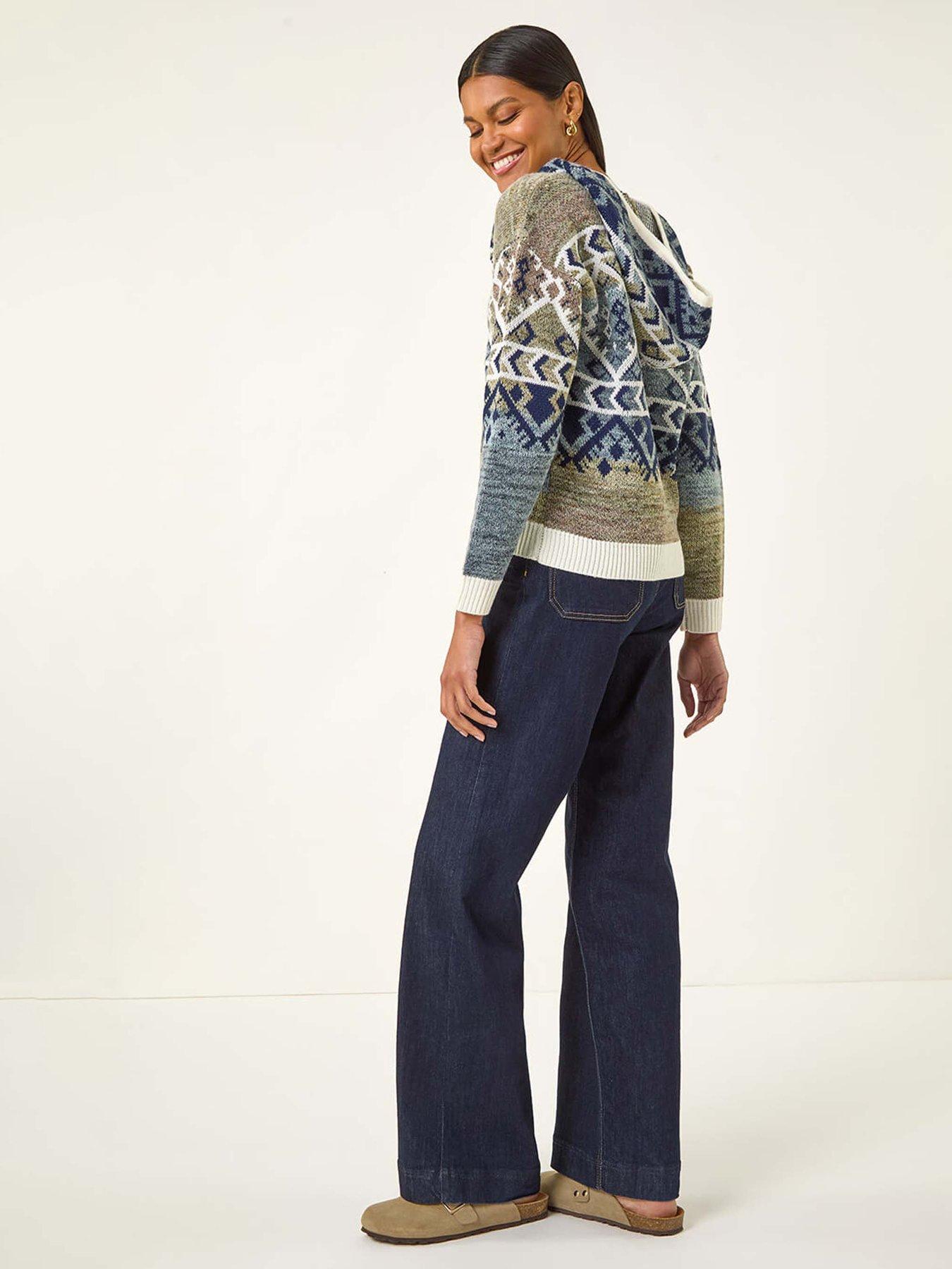 Image 2 of 5 of Roman Jacquard Hooded Knit Jumper - Grey