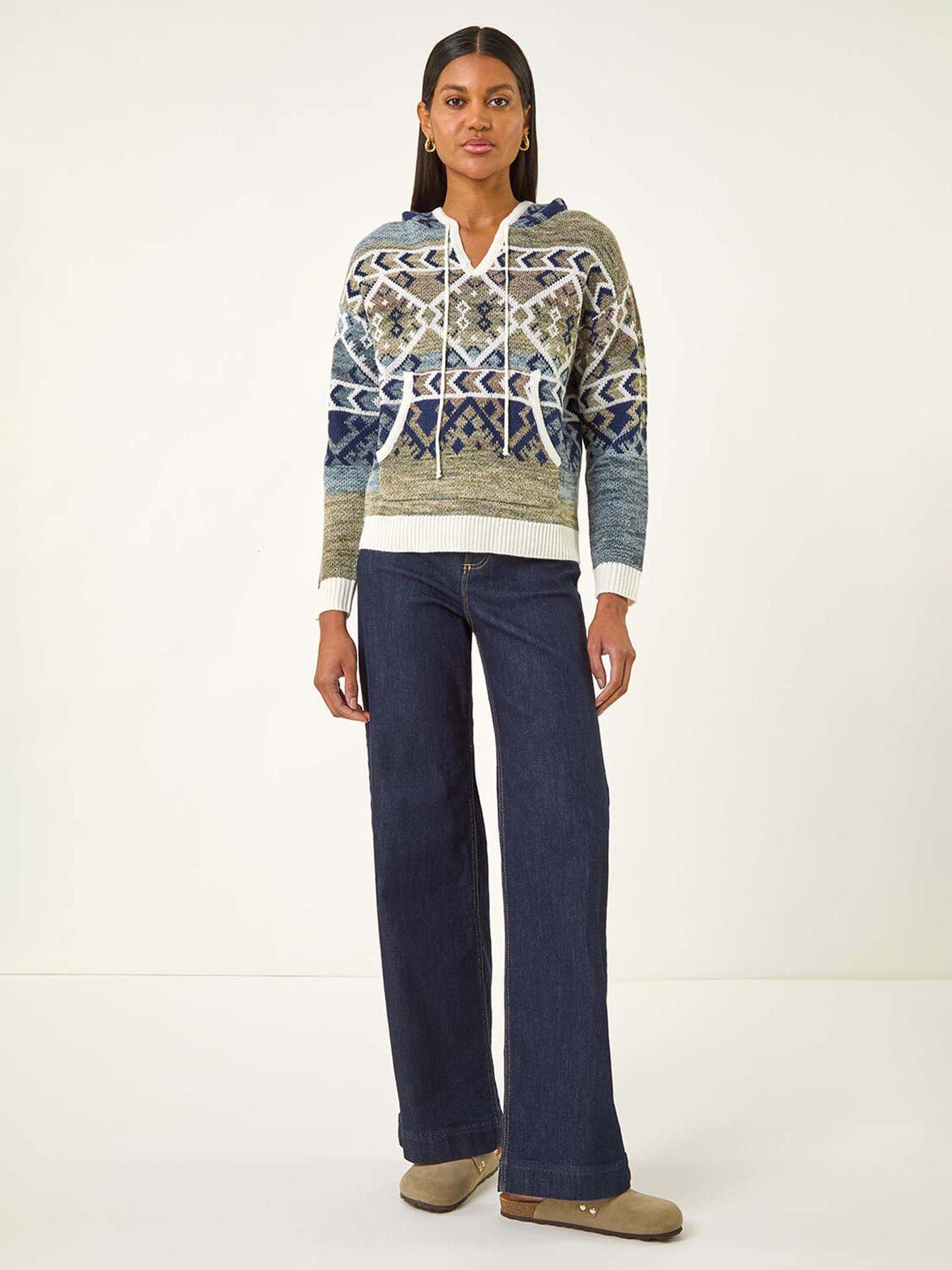 Image 3 of 5 of Roman Jacquard Hooded Knit Jumper - Grey