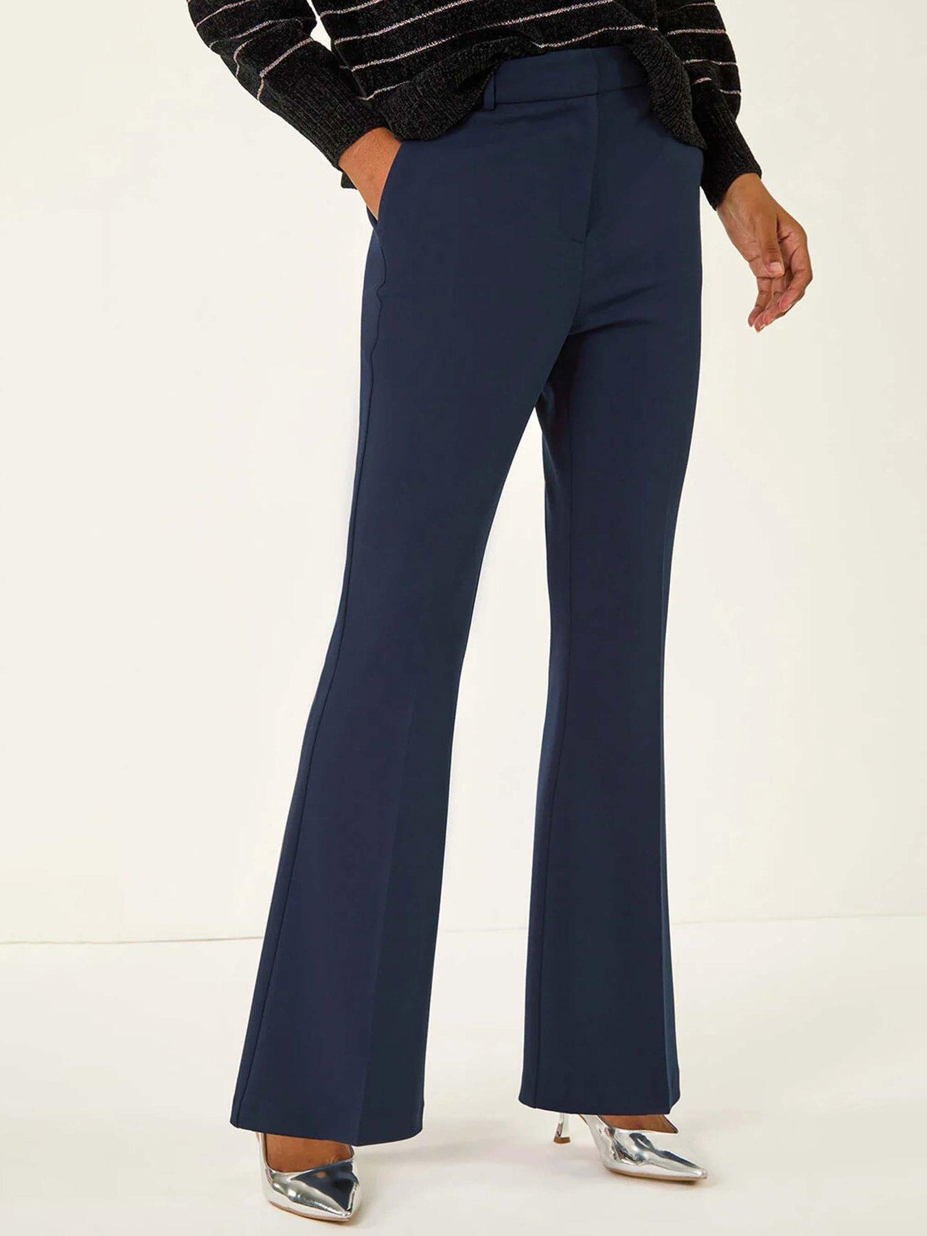 Roman Bootcut Crepe Stretch Trousers - Navy