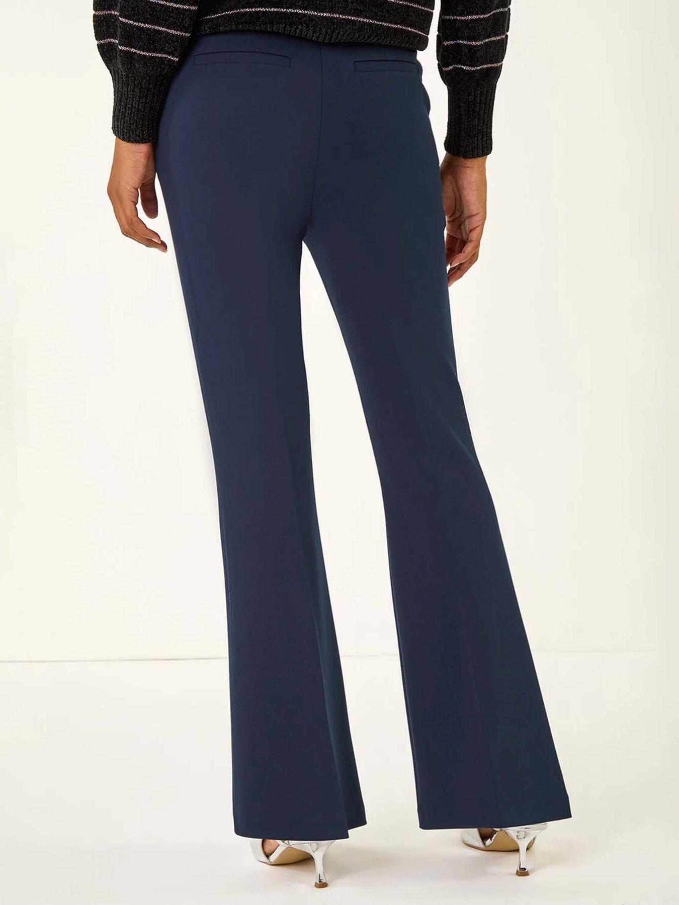Image 2 of 5 of Roman Bootcut Crepe Stretch Trousers - Navy