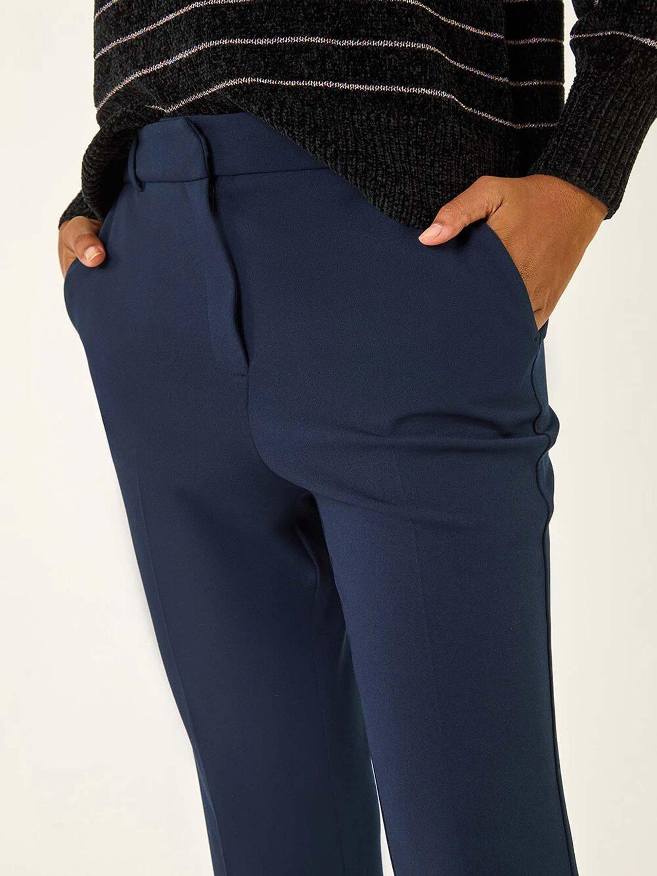 Image 5 of 5 of Roman Bootcut Crepe Stretch Trousers - Navy