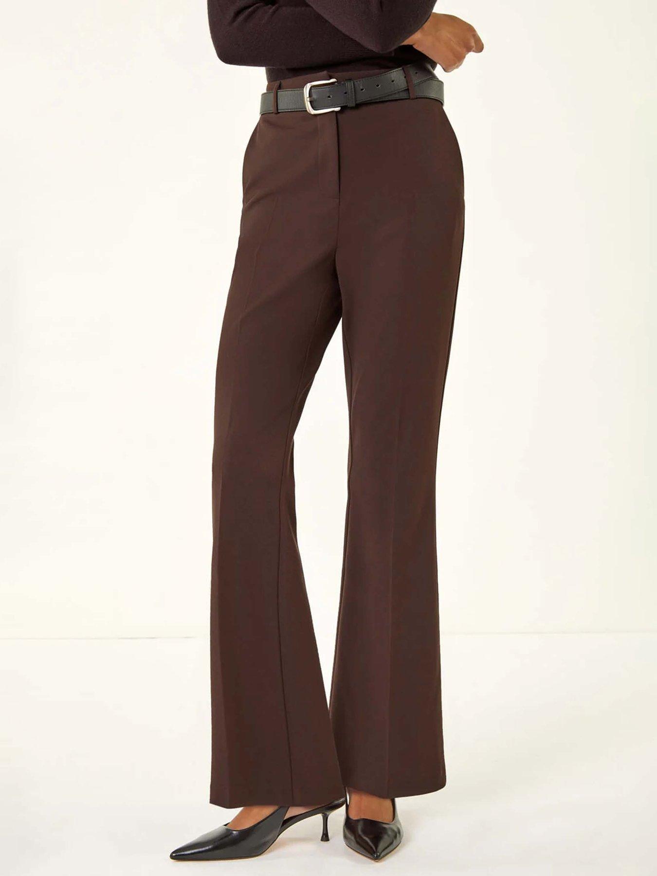 Roman Long Bootcut Stretch Trousers - Brown