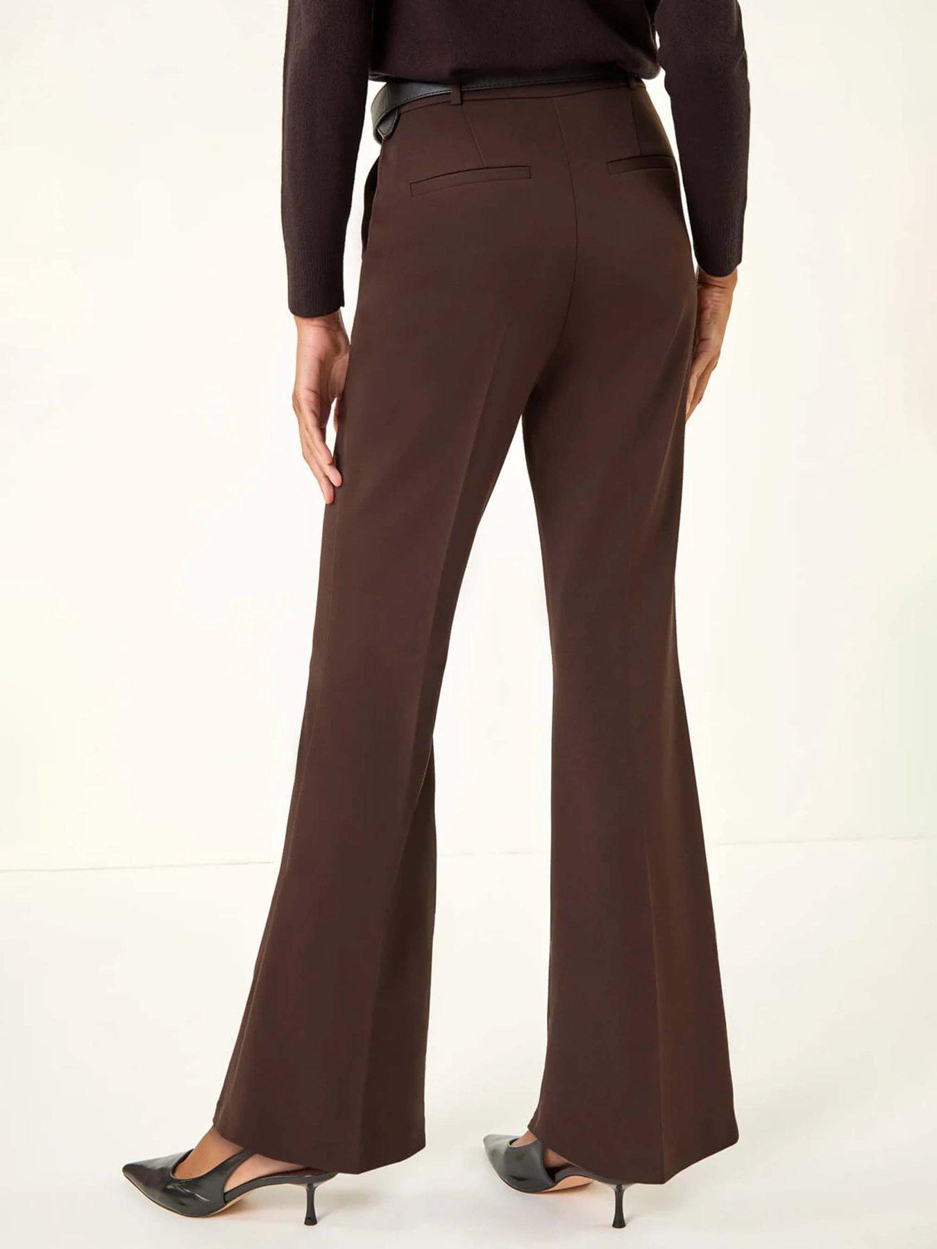 Image 2 of 5 of Roman Long Bootcut Stretch Trousers - Brown