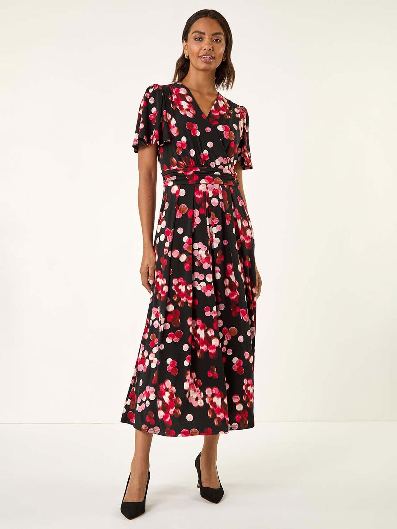 roman-spot-print-wrap-midi-dress-red