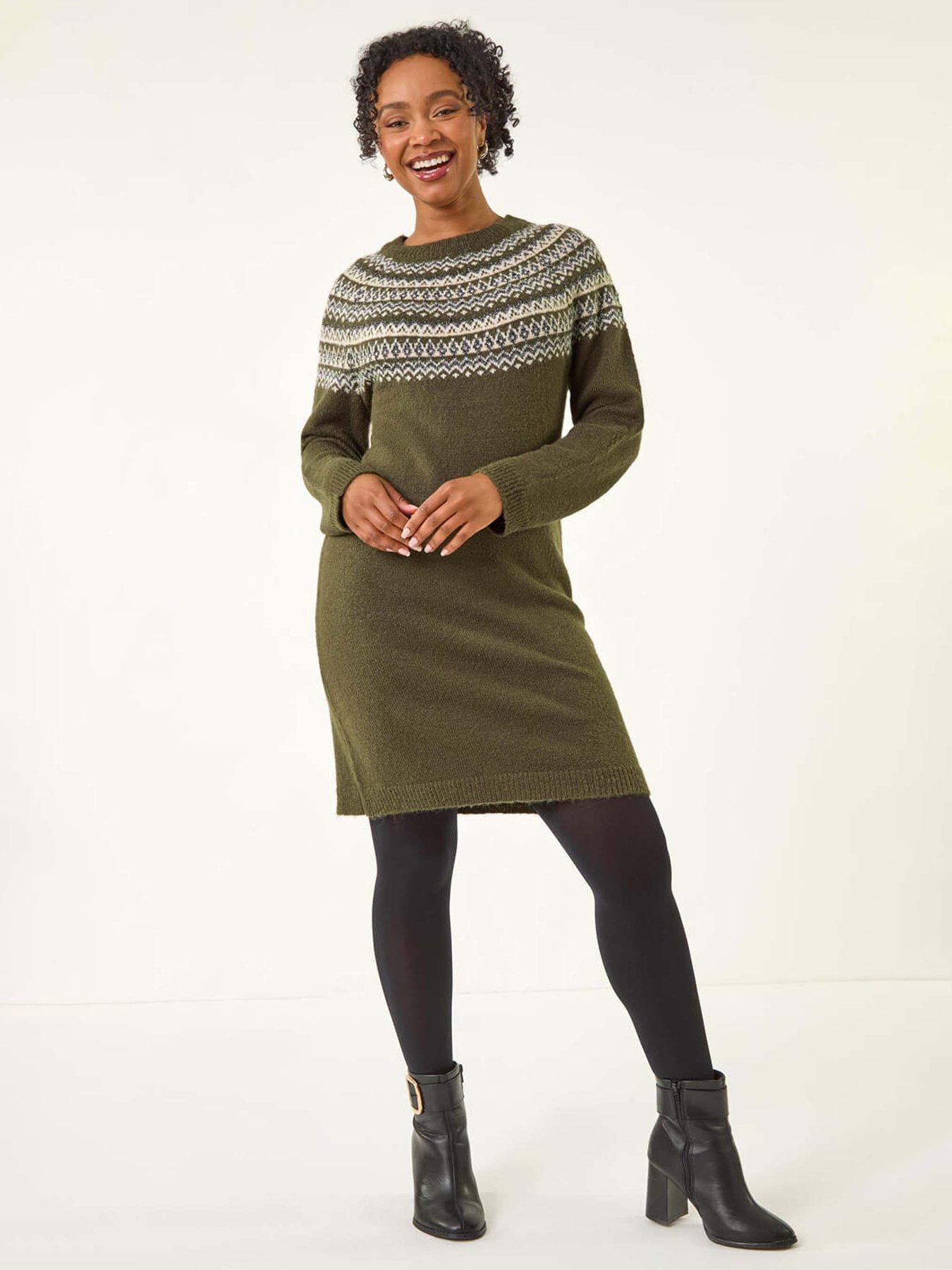 roman-petite-fairisle-knit-jumper-dress-green