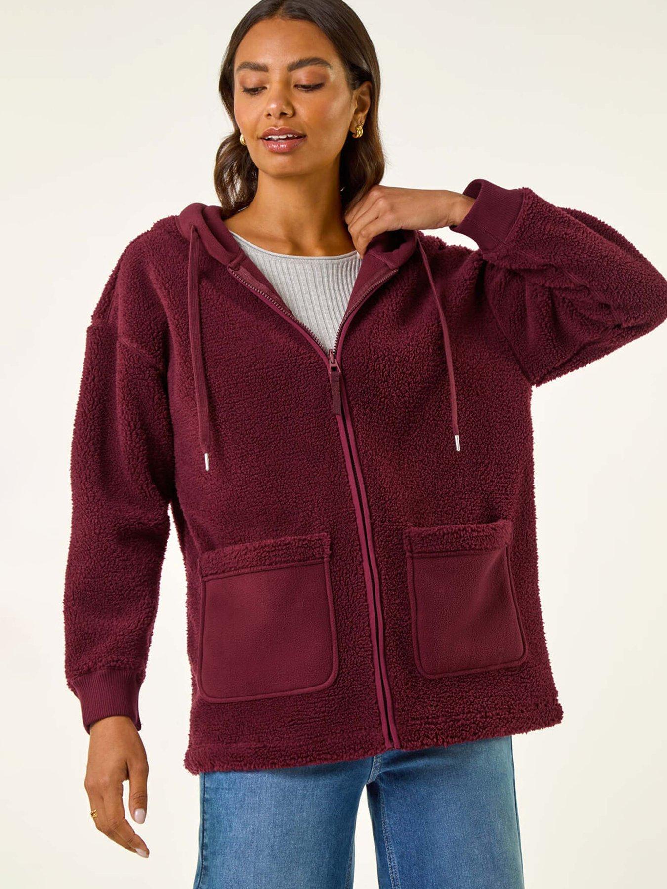 roman-hooded-borg-zip-through-jacket-red