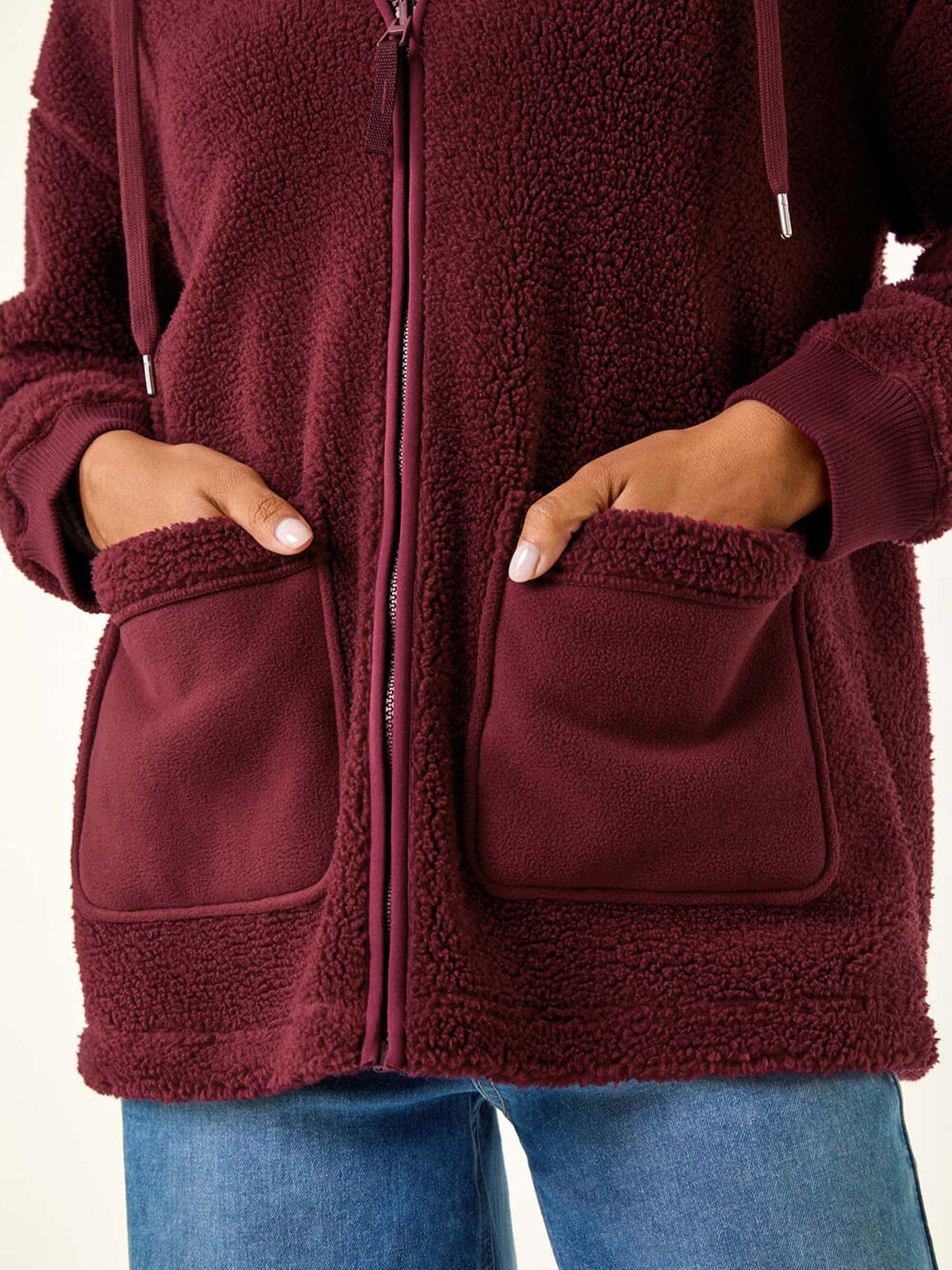 roman-hooded-borg-zip-through-jacket-reddetail