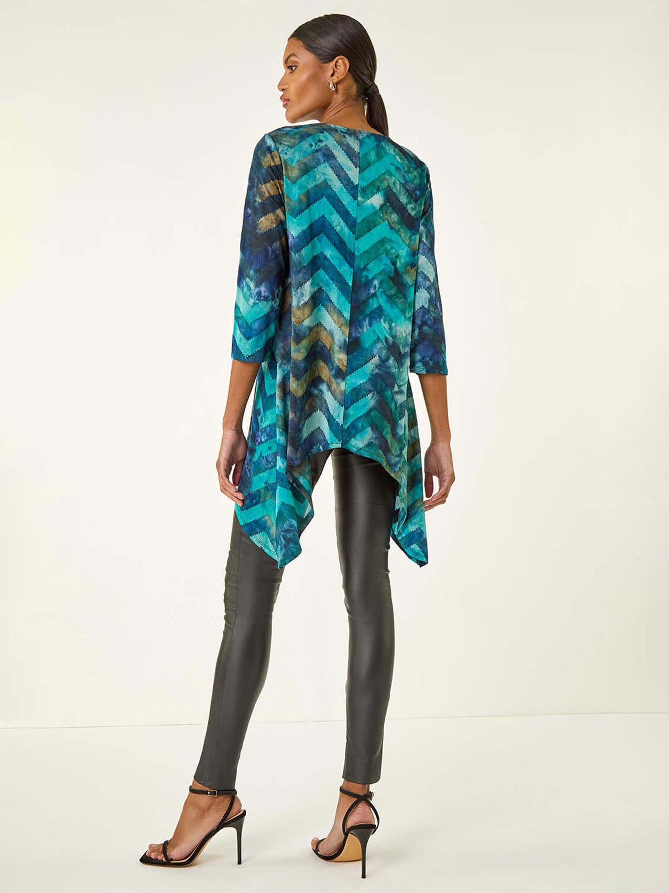 roman-boucle-stretch-hanky-hem-top-bluestillFront