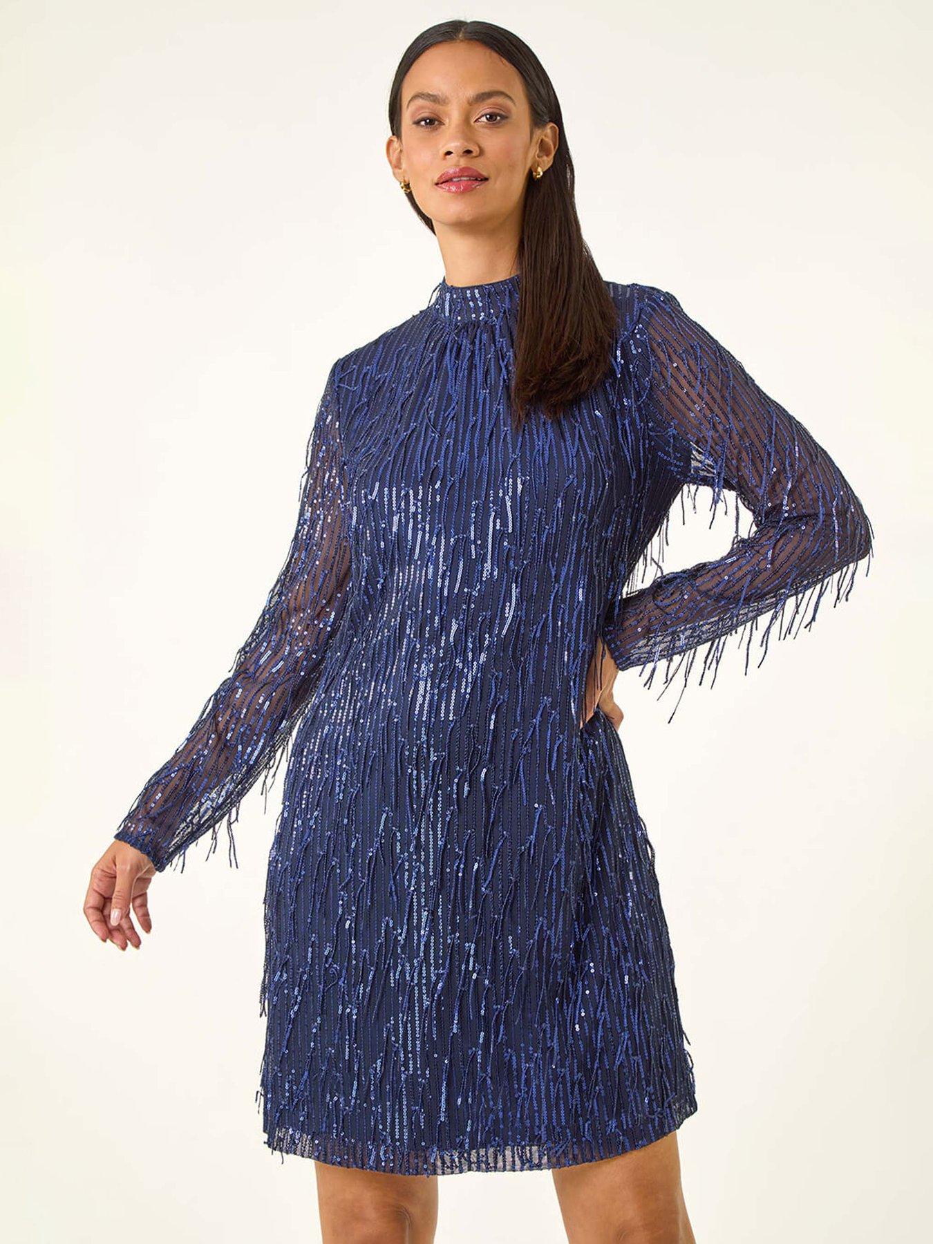 roman-dusk-all-over-fringe-shift-dress-blueback