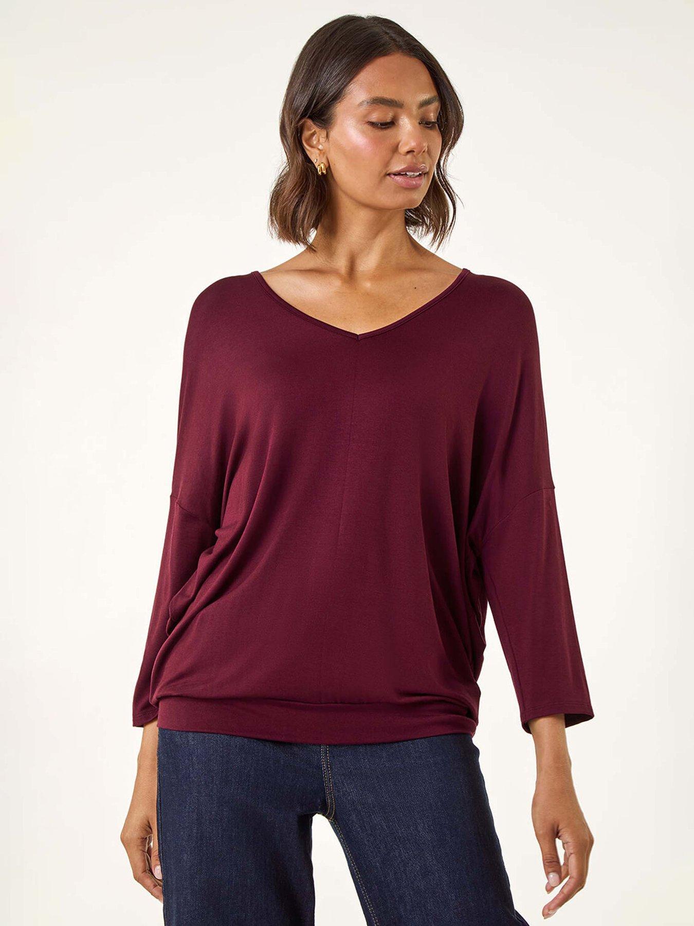 Roman V-neck Jersey Stretch T-shirt - Red