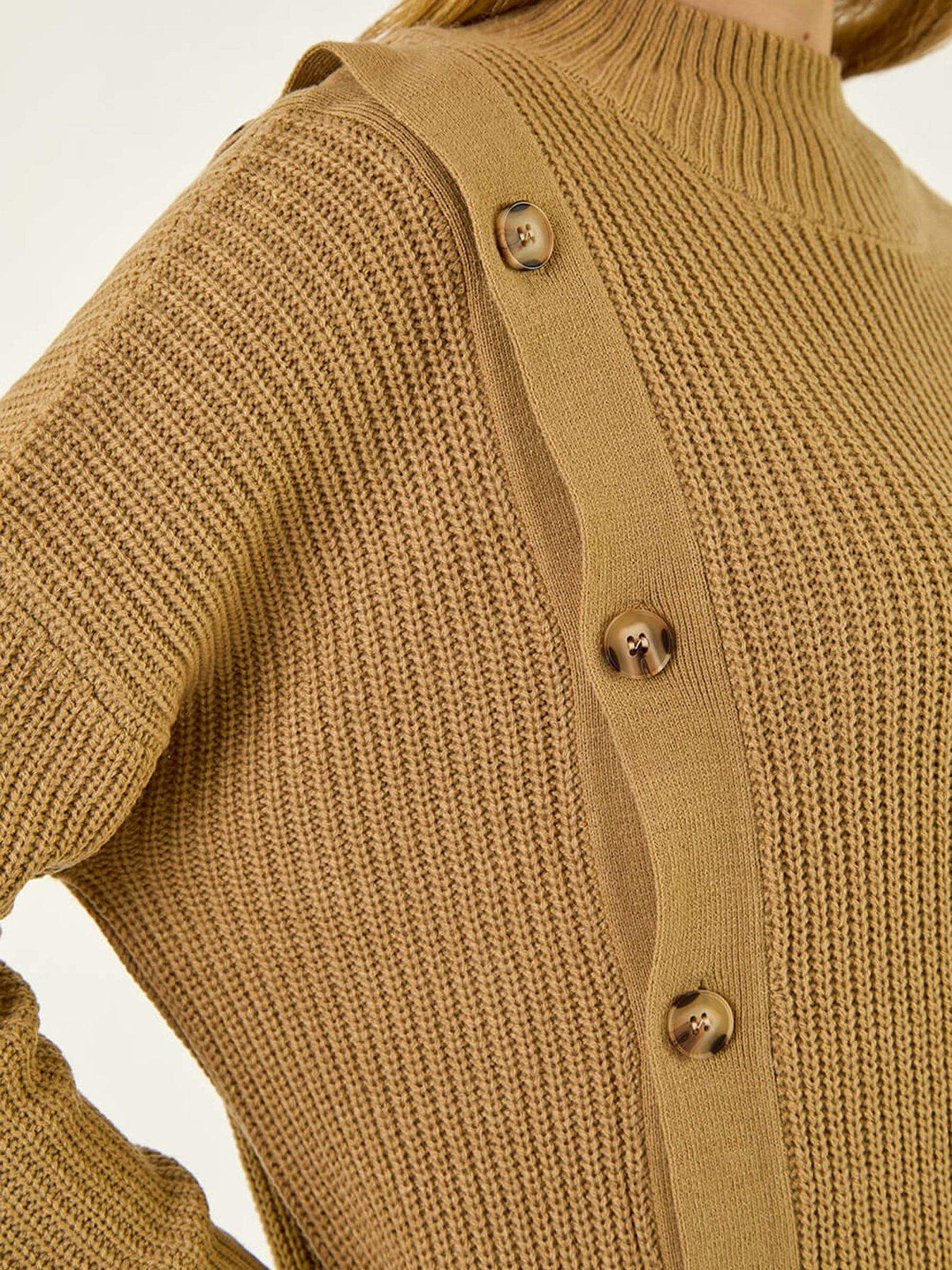 Image 5 of 5 of Roman Side Buttoned Knit Jumper - Brown