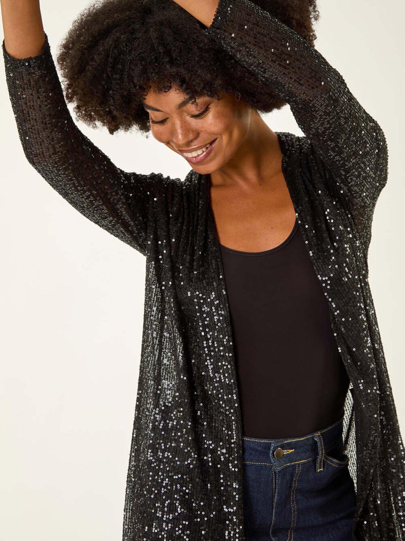 roman-sequin-longline-kimono-blackoutfit