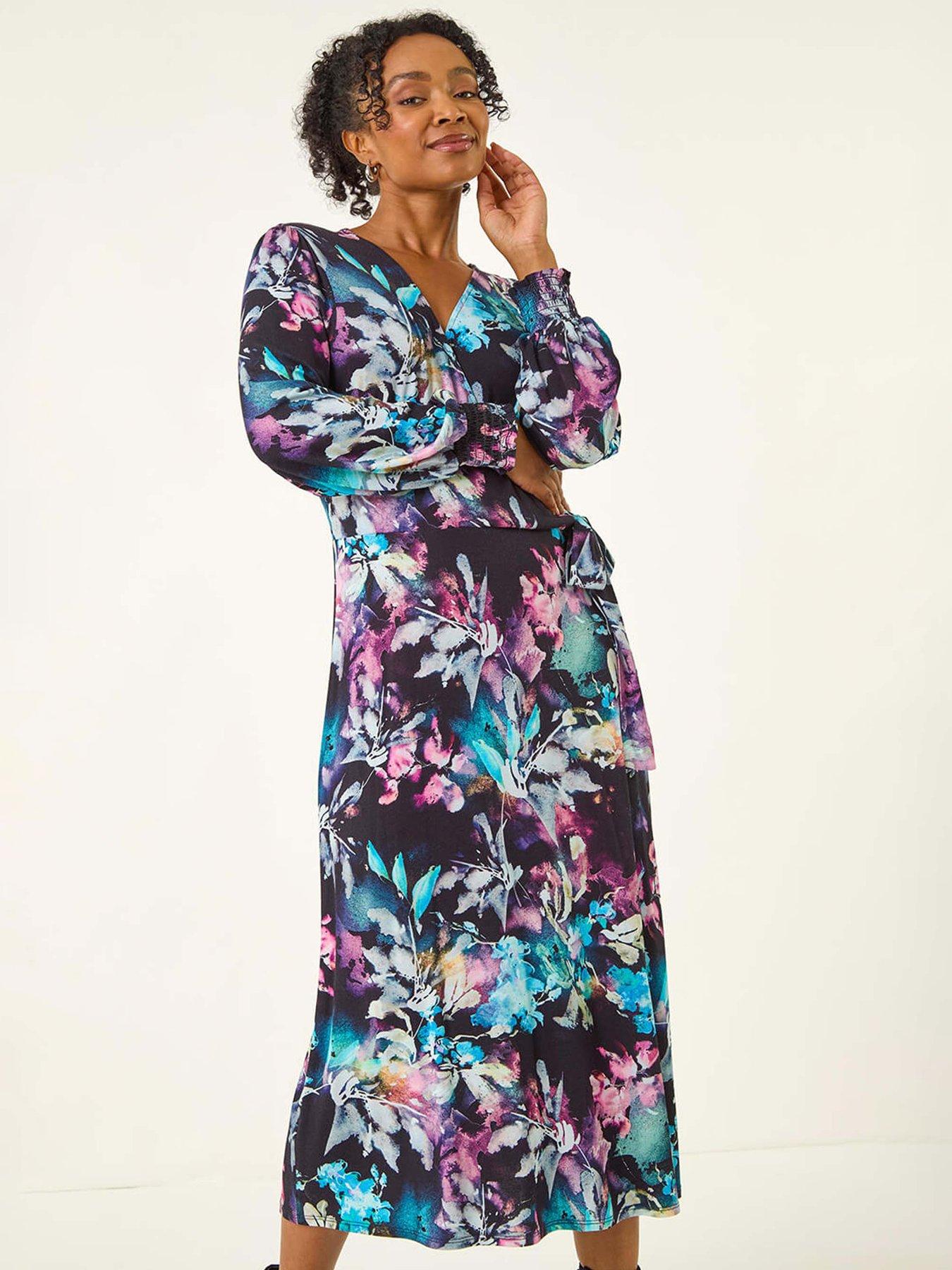 roman-petite-abstract-stretch-midi-dress-navyback